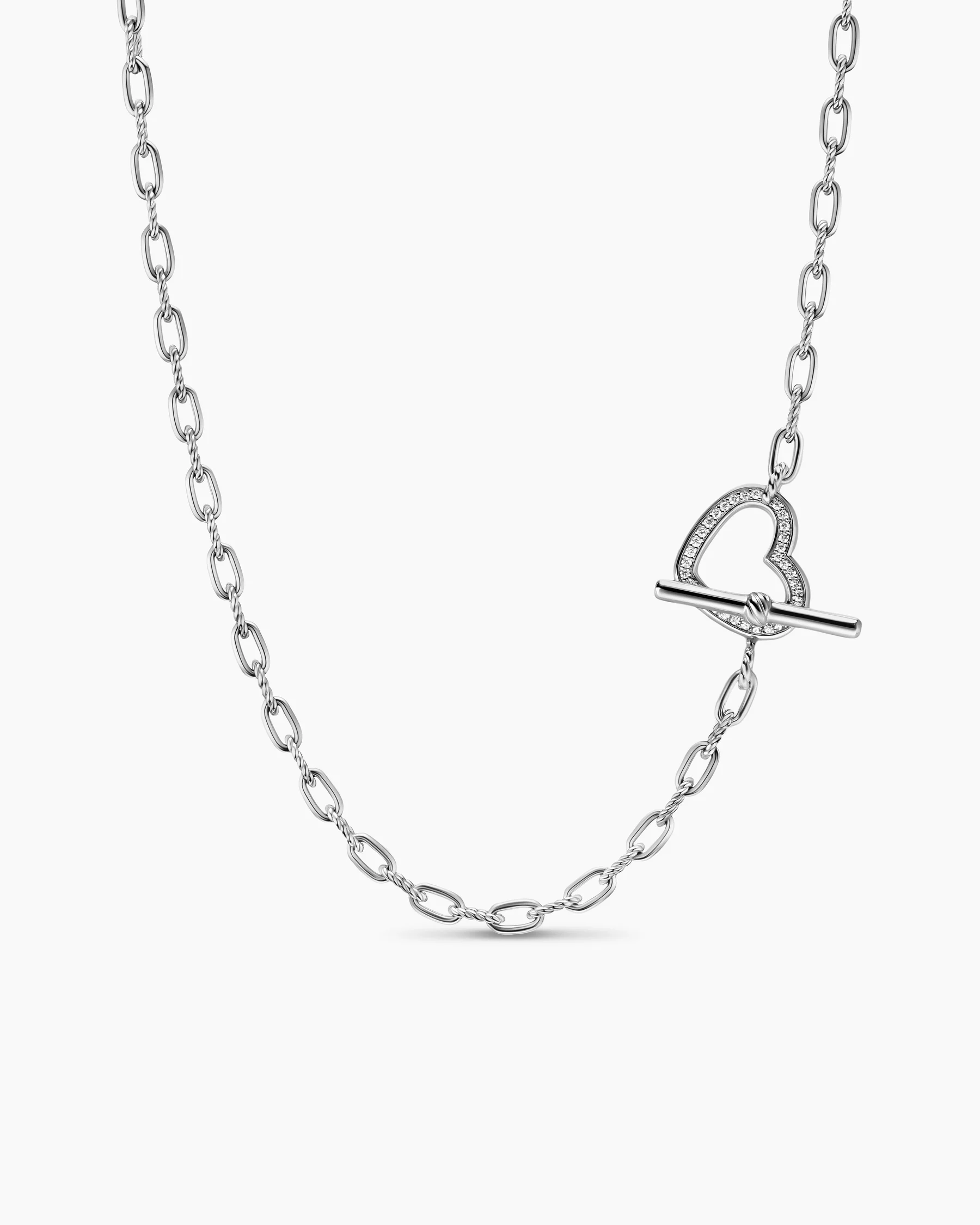 DY Madison® Heart Toggle Chain Necklace in Sterling Silver with Diamonds, 3mm
