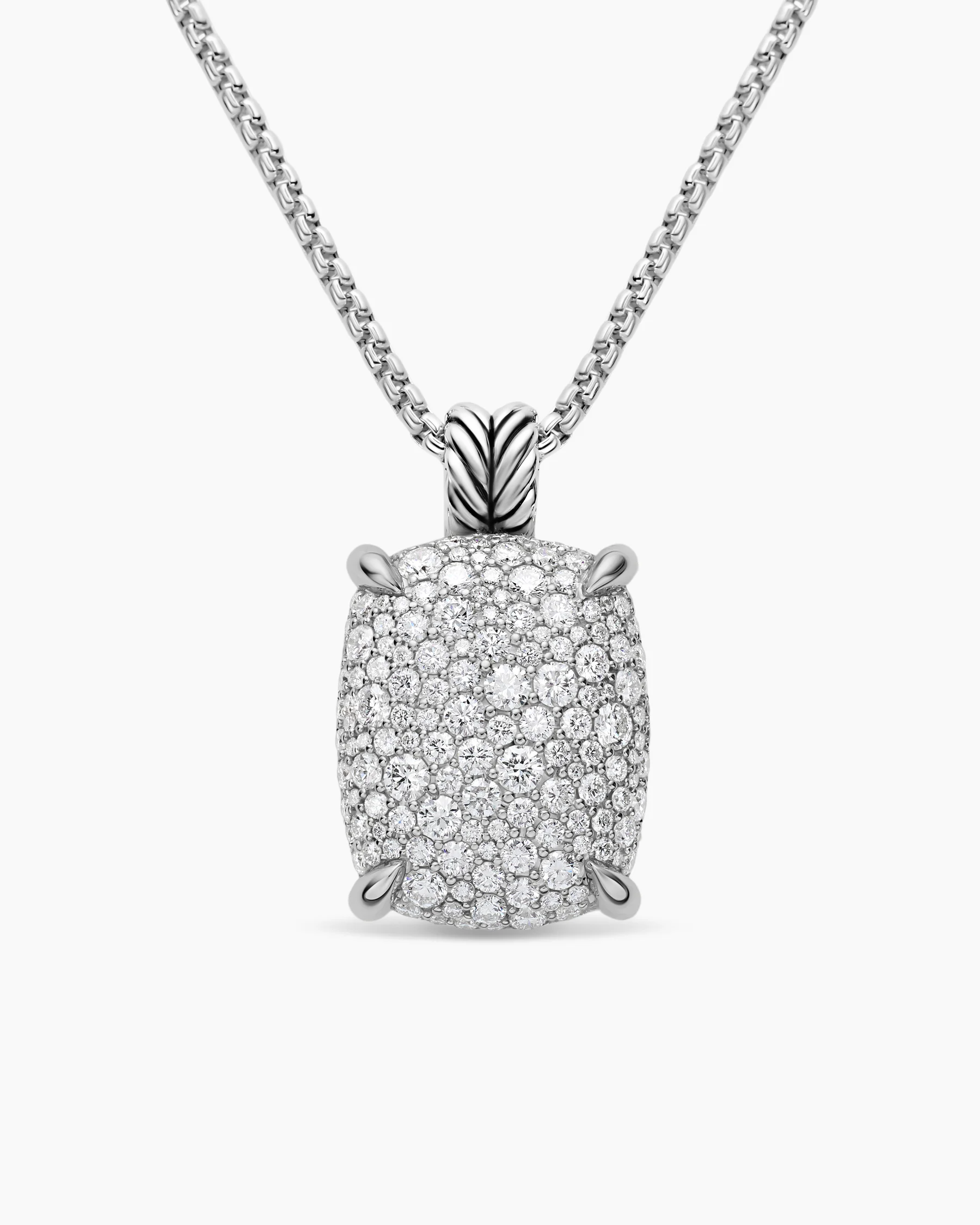 Chatelaine® Elongated Pendant Necklace in 18K Yellow Gold with Diamonds, 19mm