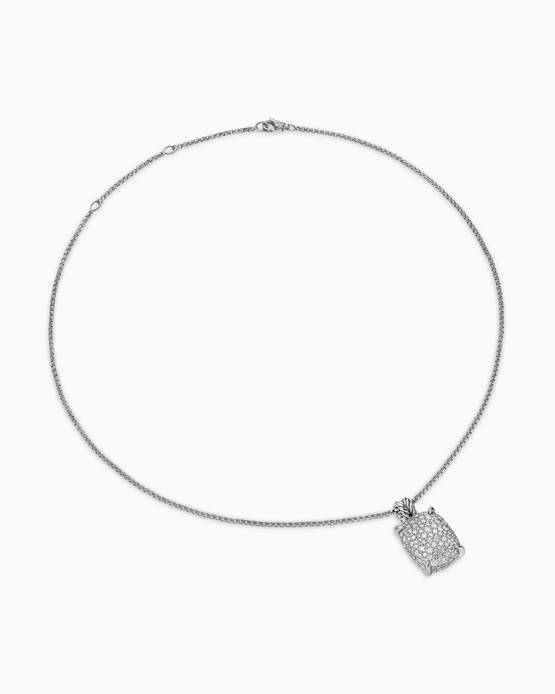Chatelaine® Elongated Pendant Necklace in Sterling Silver with Diamonds, 19mm 2 Chatelaine® Elongated Pendant Necklace in Sterling Silver with Diamonds, 19mm