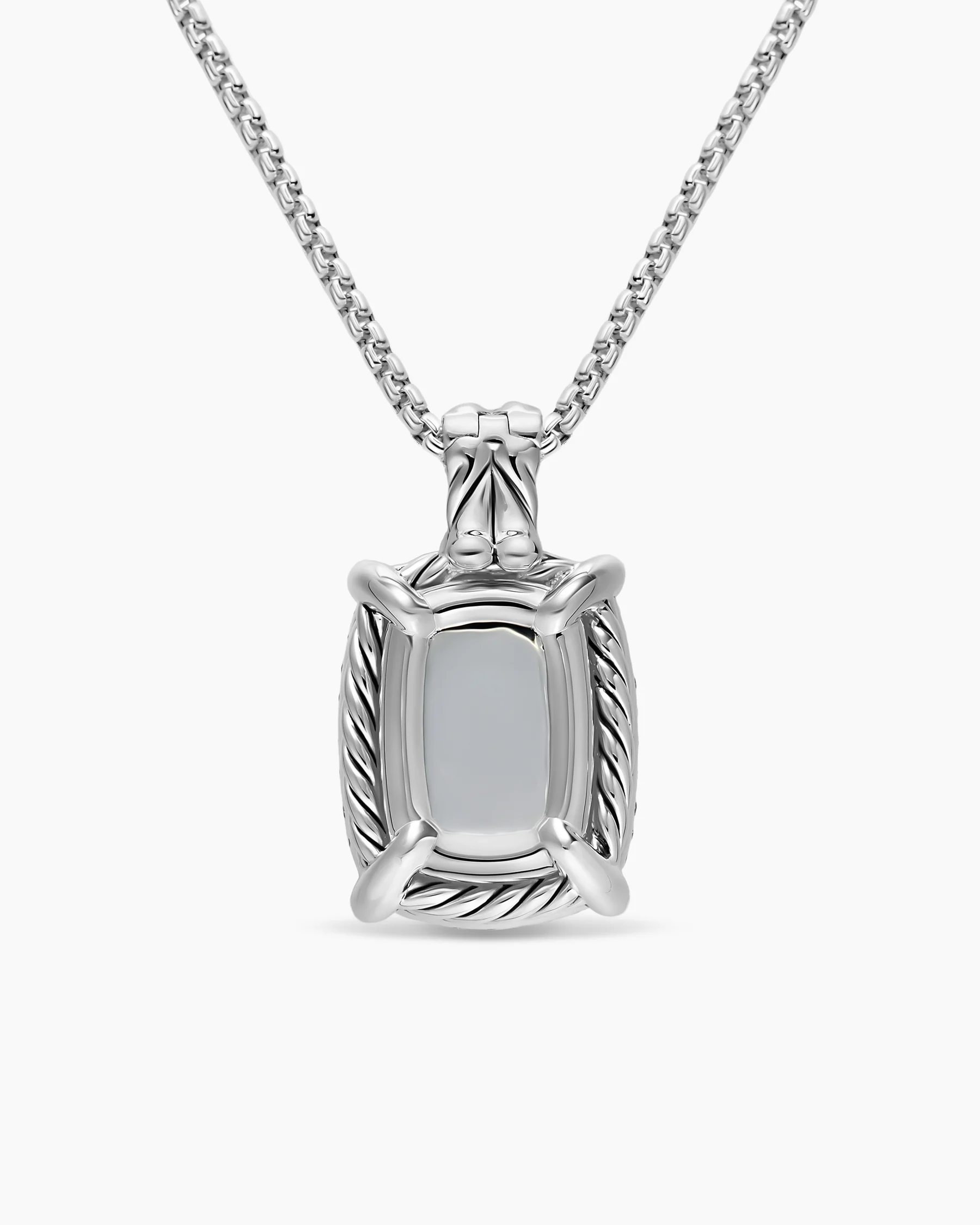 Chatelaine® Elongated Pendant Necklace in Sterling Silver with Diamonds, 19mm 3 Chatelaine® Elongated Pendant Necklace in Sterling Silver with Diamonds, 19mm