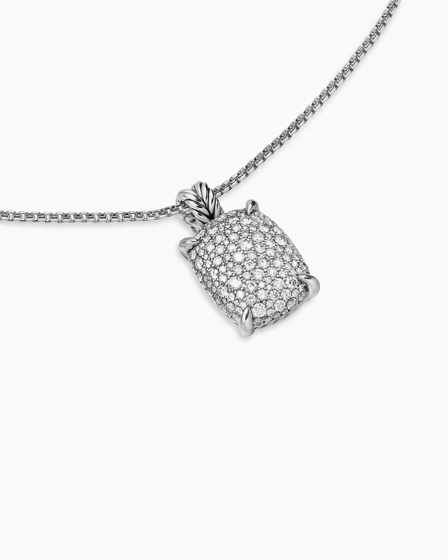Chatelaine® Elongated Pendant Necklace in Sterling Silver with Diamonds, 19mm 4 Chatelaine® Elongated Pendant Necklace in Sterling Silver with Diamonds, 19mm