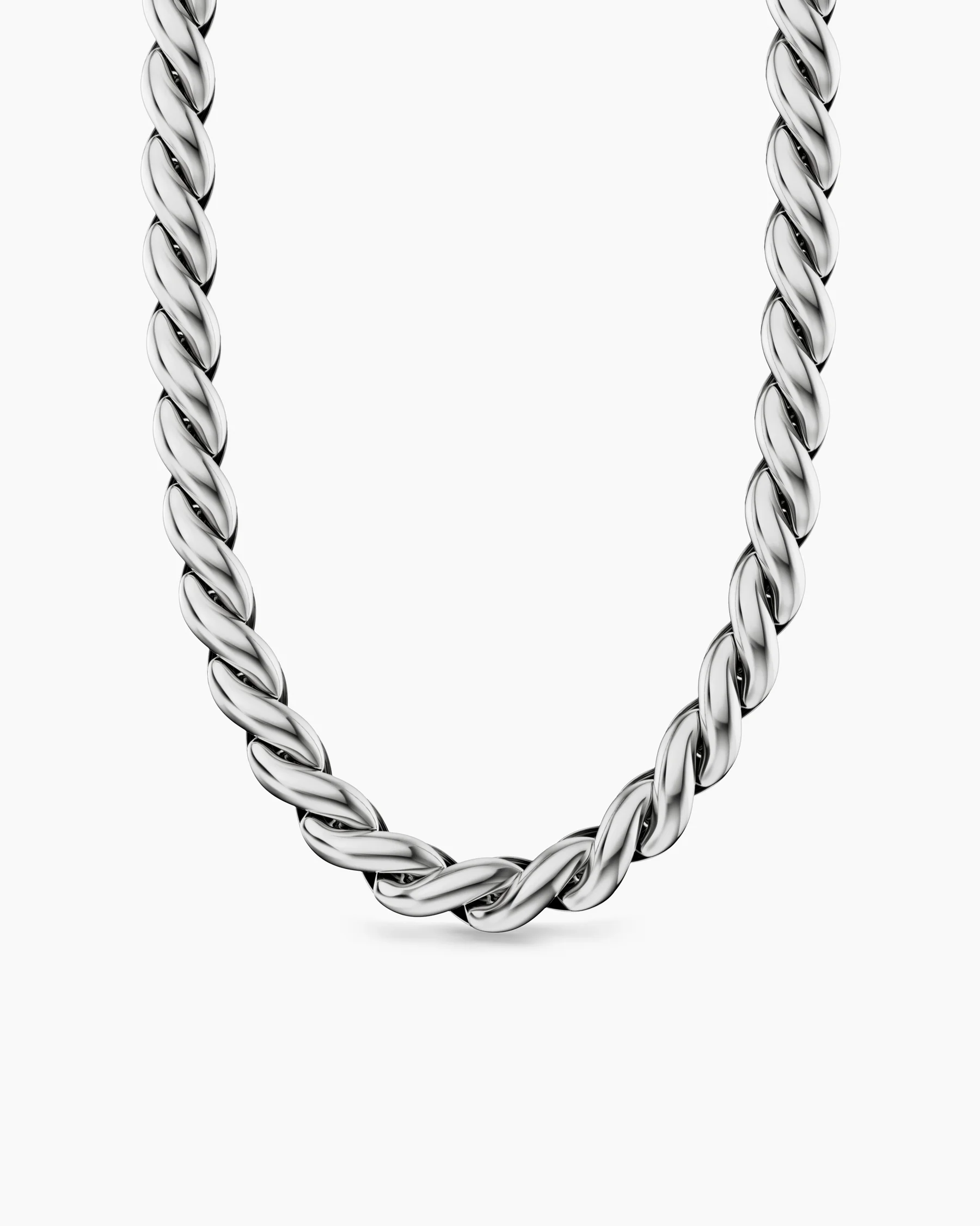 Sculpted Cable Chain Necklace in Sterling Silver, 10mm