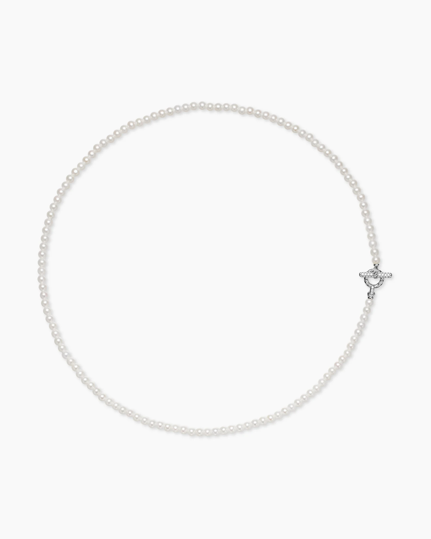 Pearl Classics Petite Toggle Necklace in Sterling Silver with Diamonds, 3mm 11 Pearl Classics Petite Toggle Necklace in Sterling Silver with Diamonds, 3mm