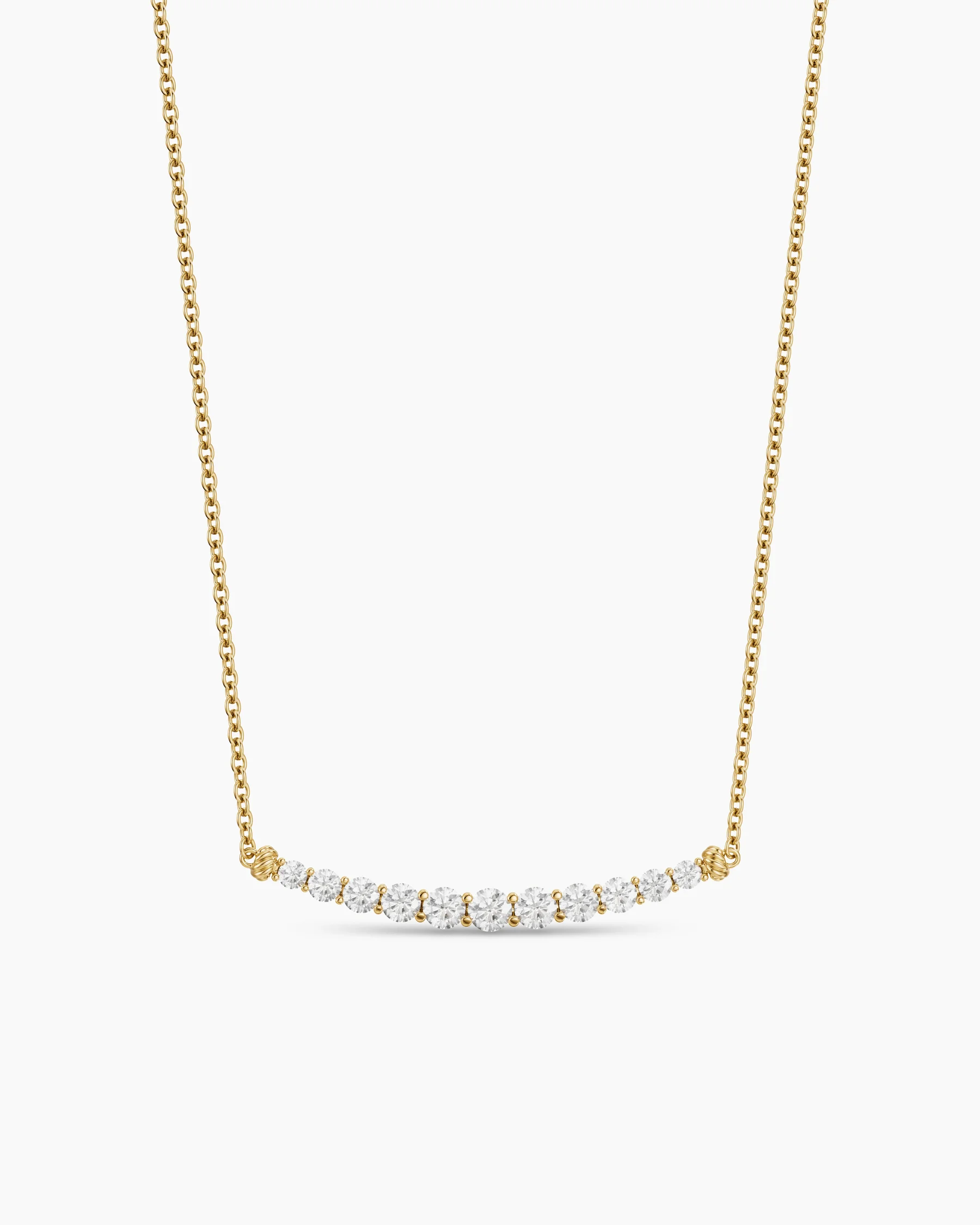Petite Pavé Tapered Bar Necklace in 18K Yellow Gold with Diamonds, 1mm 1 Petite Pavé Tapered Bar Necklace in 18K Yellow Gold with Diamonds, 1mm