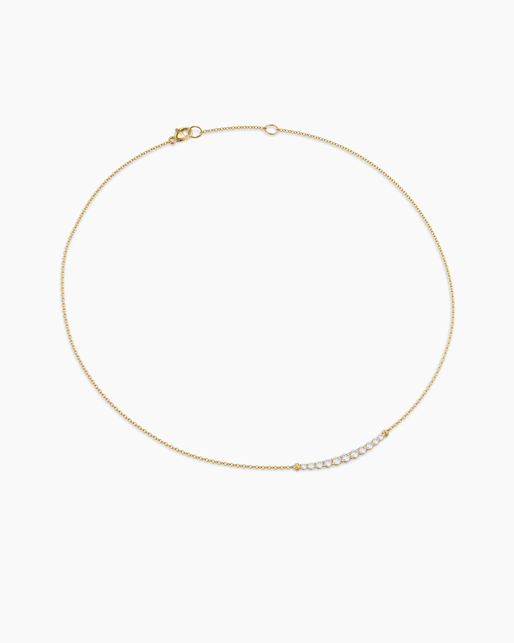 Petite Pavé Tapered Bar Necklace in 18K Yellow Gold with Diamonds, 1mm 3 Petite Pavé Tapered Bar Necklace in 18K Yellow Gold with Diamonds, 1mm