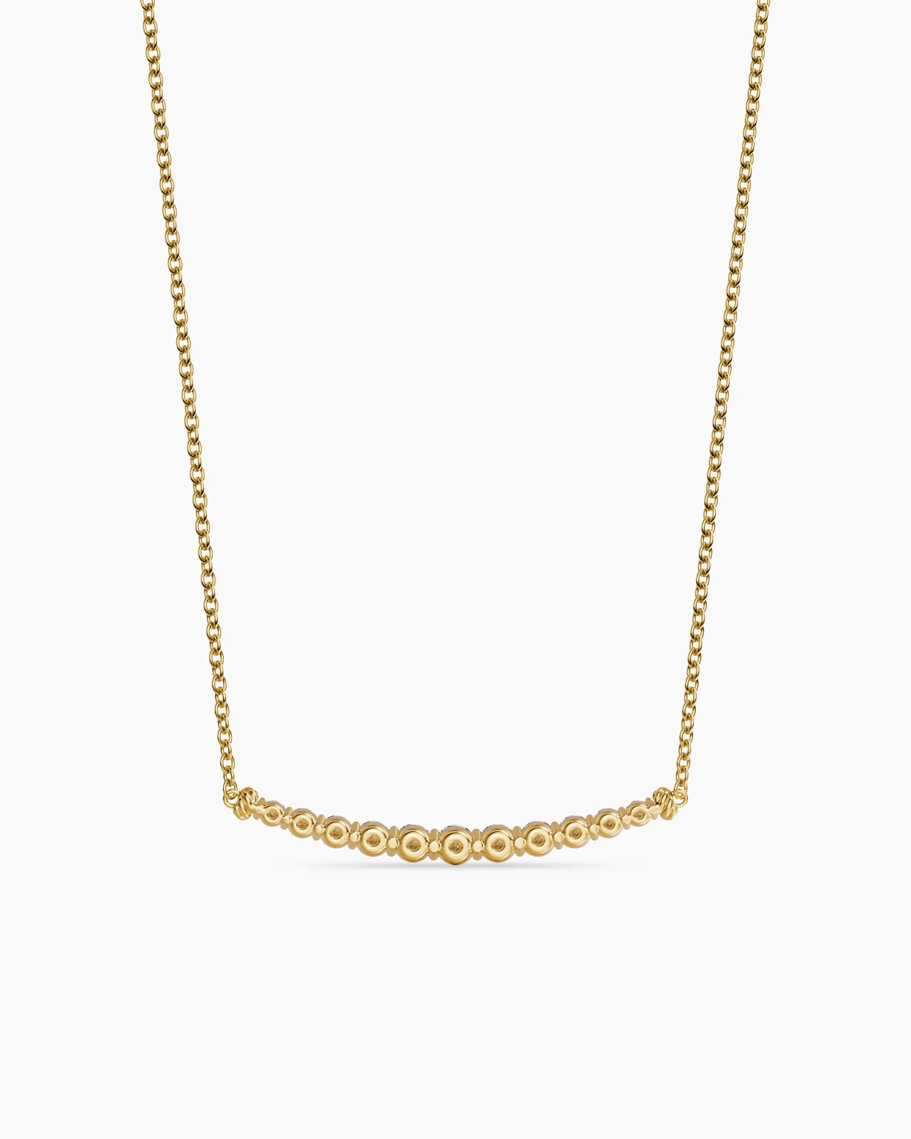 Petite Pavé Tapered Bar Necklace in 18K Yellow Gold with Diamonds, 1mm 4 Petite Pavé Tapered Bar Necklace in 18K Yellow Gold with Diamonds, 1mm