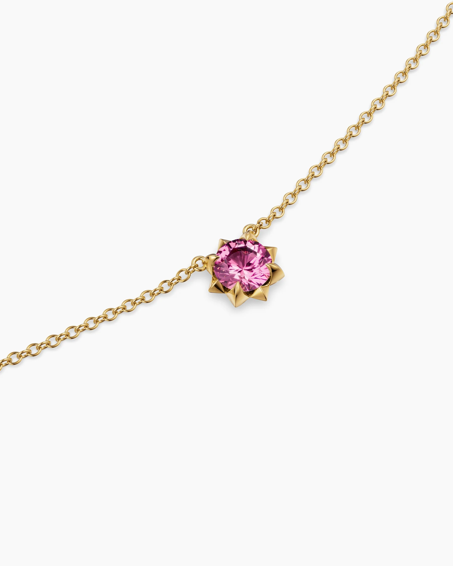 Petite Pavé Pendant Necklace in 18K Yellow Gold with Blue Sapphire, 5mm 10 Petite Pavé Pendant Necklace in 18K Yellow Gold with Blue Sapphire, 5mm