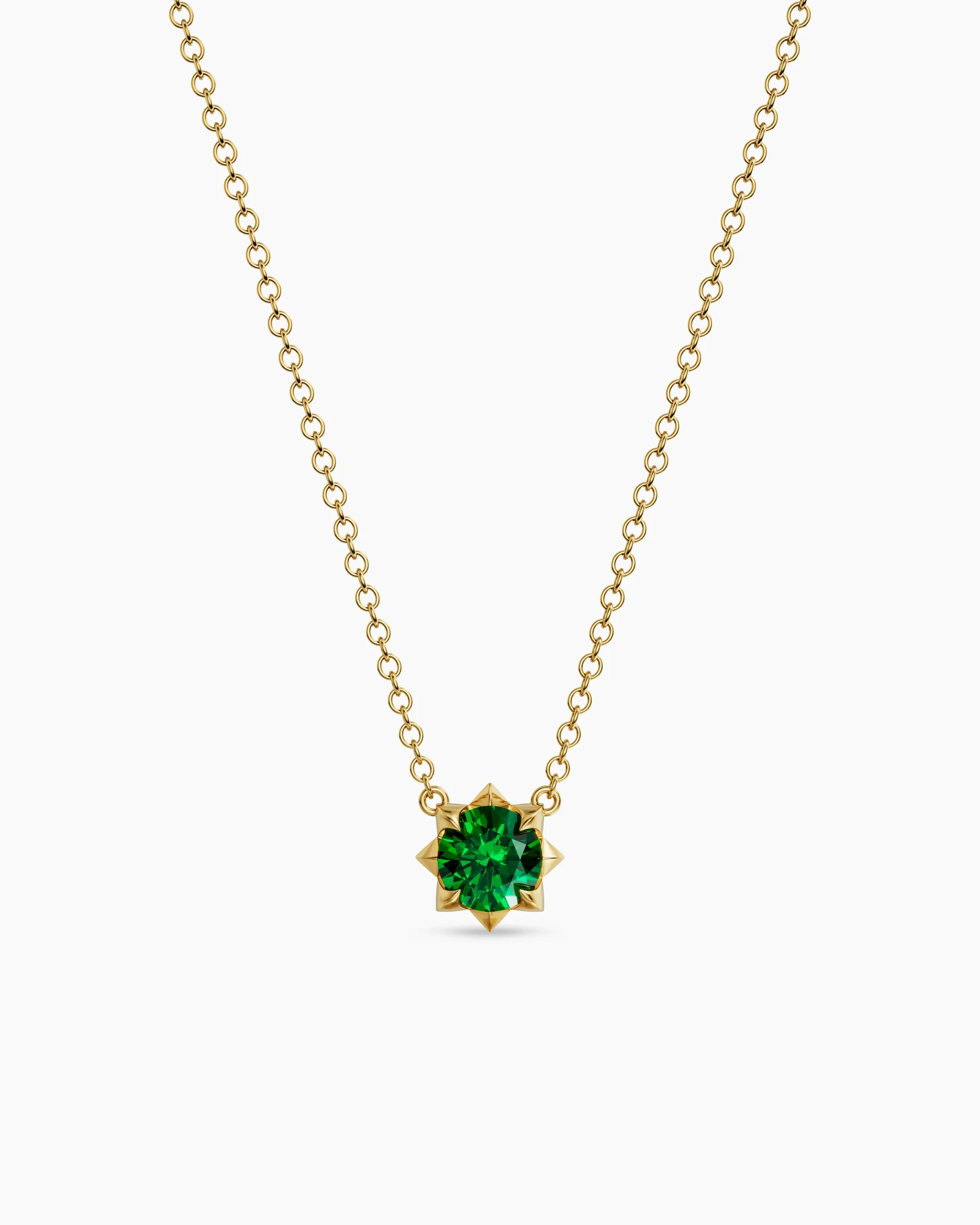 Petite Pavé Pendant Necklace in 18K Yellow Gold with Blue Sapphire, 5mm 11 Petite Pavé Pendant Necklace in 18K Yellow Gold with Blue Sapphire, 5mm