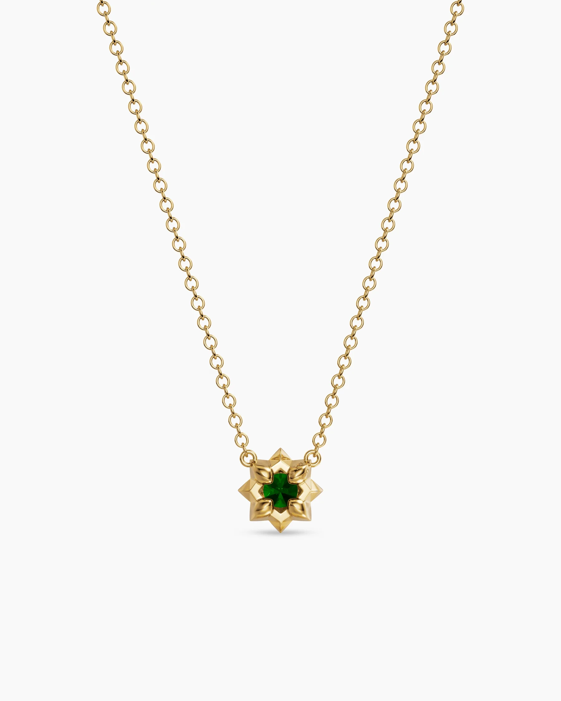 Petite Pavé Pendant Necklace in 18K Yellow Gold with Blue Sapphire, 5mm 14 Petite Pavé Pendant Necklace in 18K Yellow Gold with Blue Sapphire, 5mm