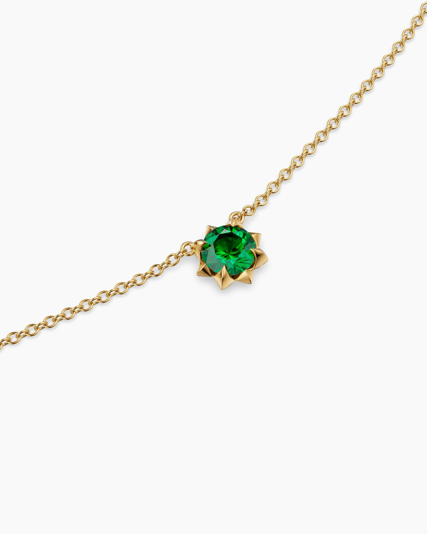 Petite Pavé Pendant Necklace in 18K Yellow Gold with Blue Sapphire, 5mm 15 Petite Pavé Pendant Necklace in 18K Yellow Gold with Blue Sapphire, 5mm