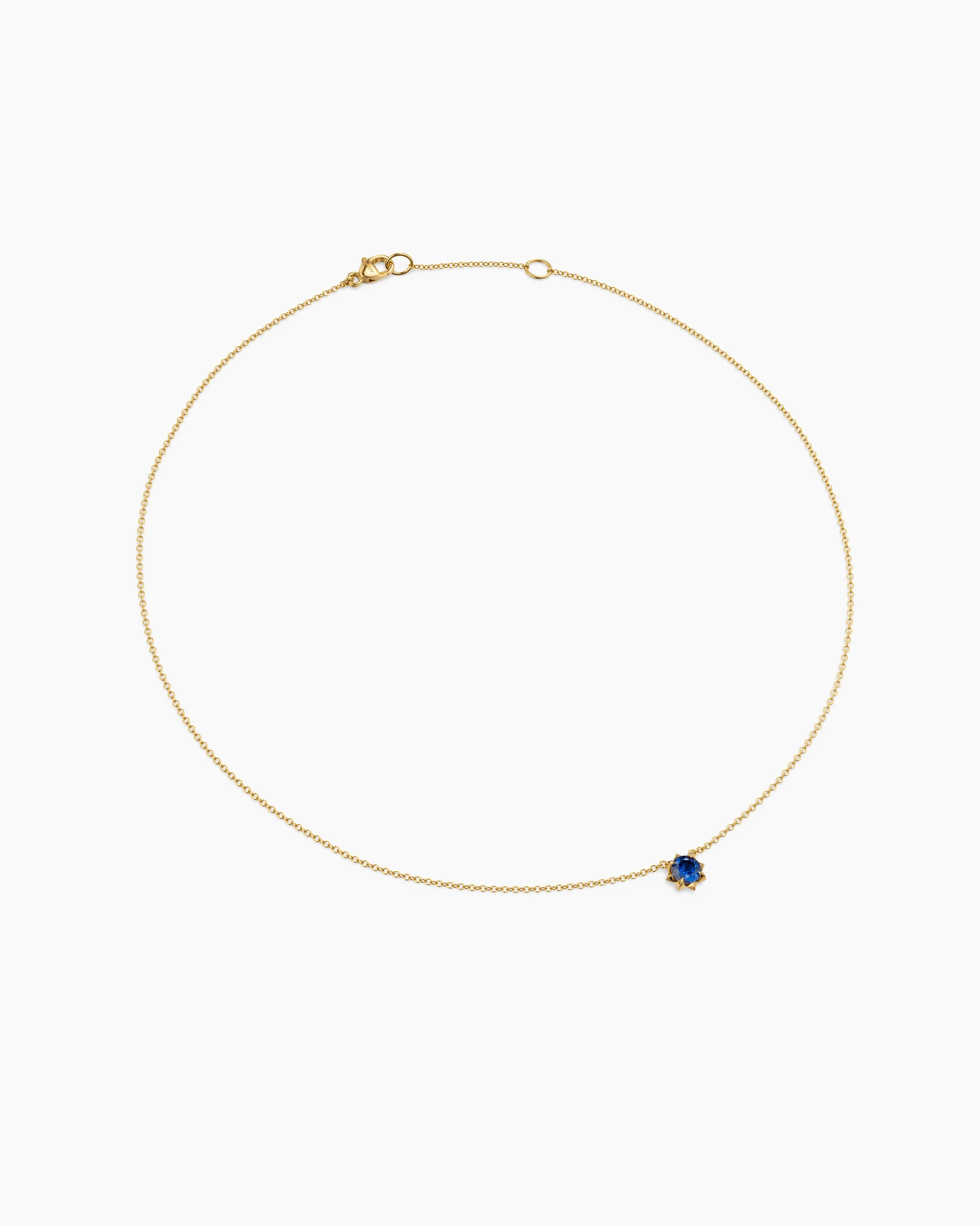 Petite Pavé Pendant Necklace in 18K Yellow Gold with Blue Sapphire, 5mm 3 Petite Pavé Pendant Necklace in 18K Yellow Gold with Blue Sapphire, 5mm