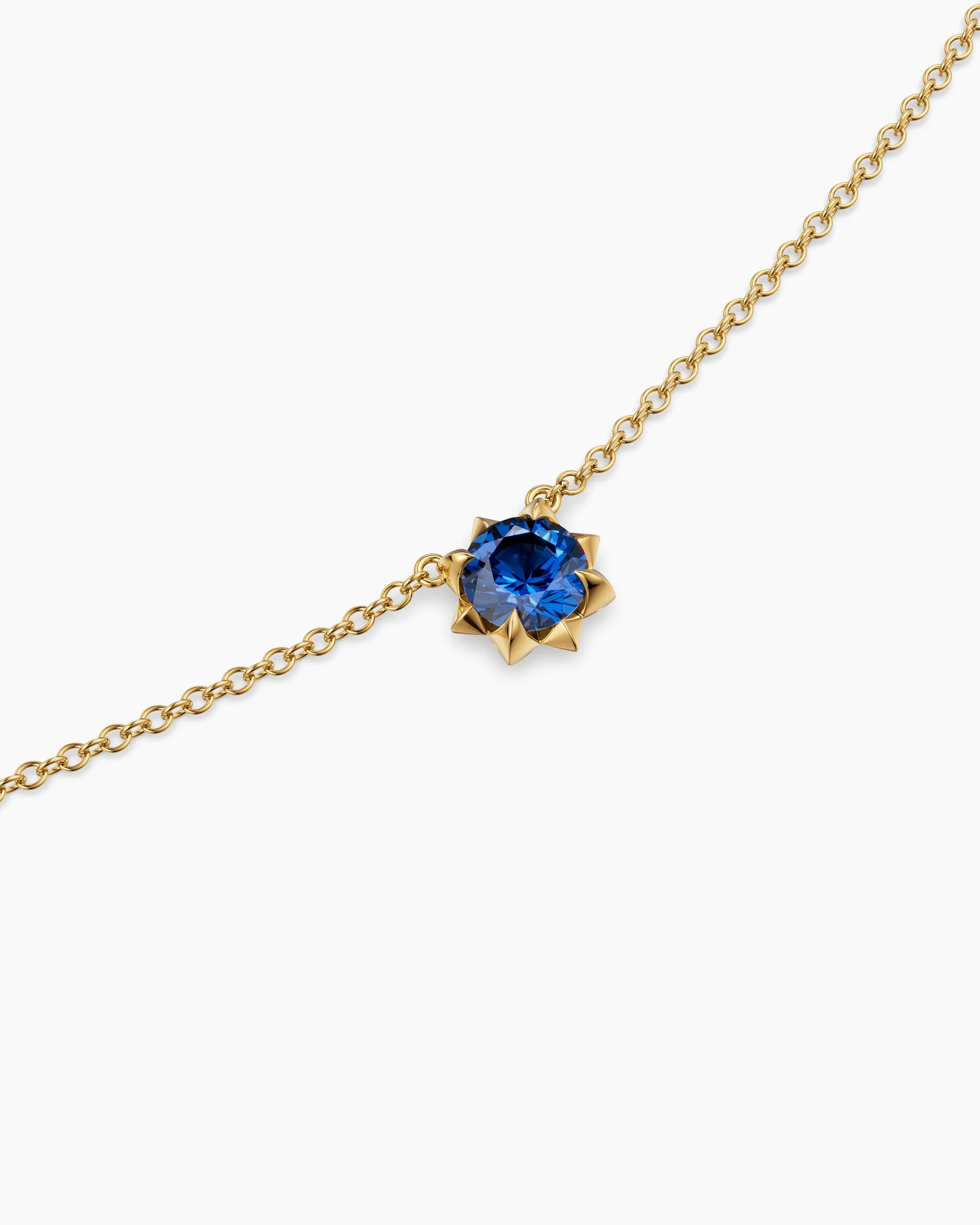 Petite Pavé Pendant Necklace in 18K Yellow Gold with Blue Sapphire, 5mm 5 Petite Pavé Pendant Necklace in 18K Yellow Gold with Blue Sapphire, 5mm
