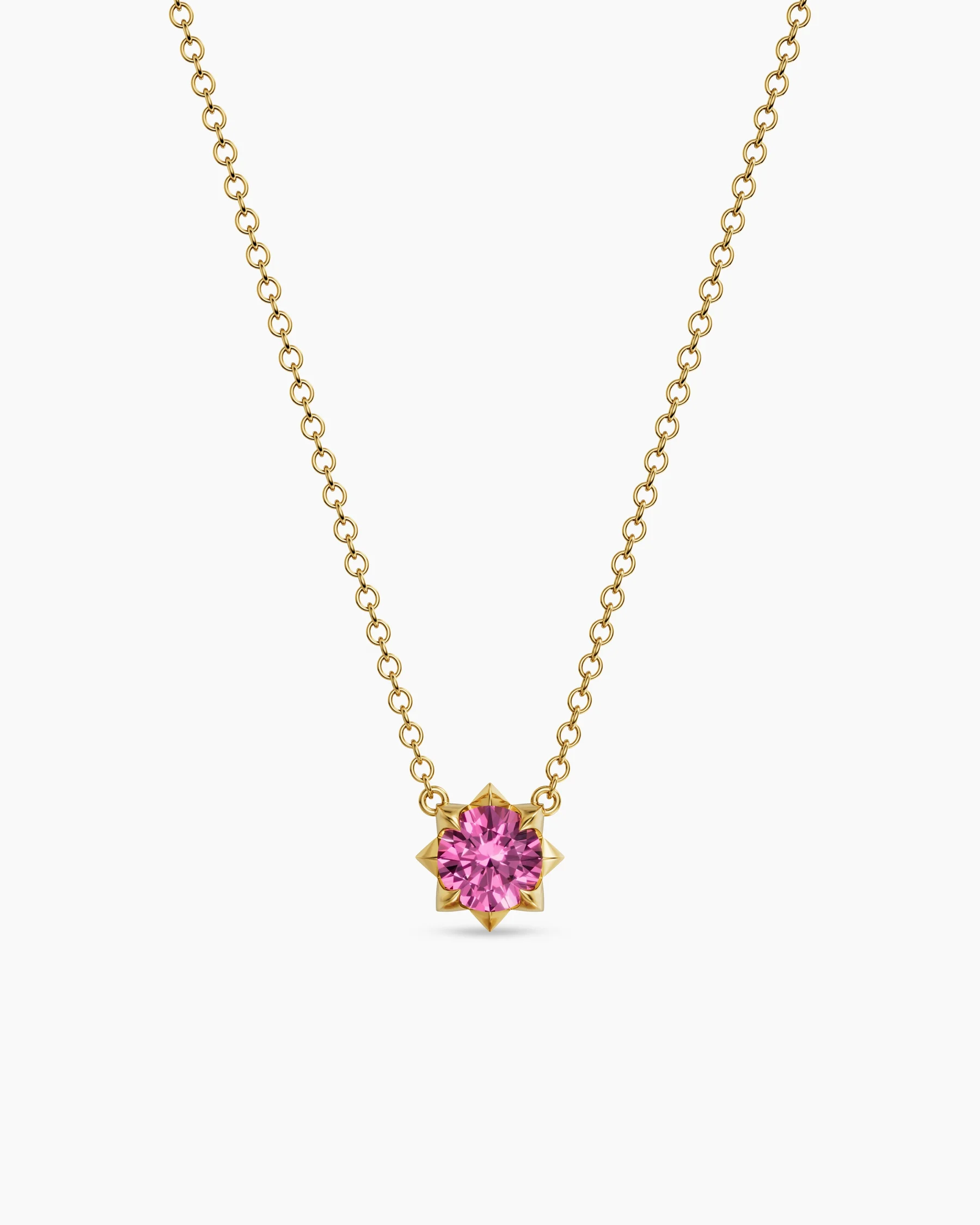 Petite Pavé Pendant Necklace in 18K Yellow Gold with Blue Sapphire, 5mm 6 Petite Pavé Pendant Necklace in 18K Yellow Gold with Blue Sapphire, 5mm