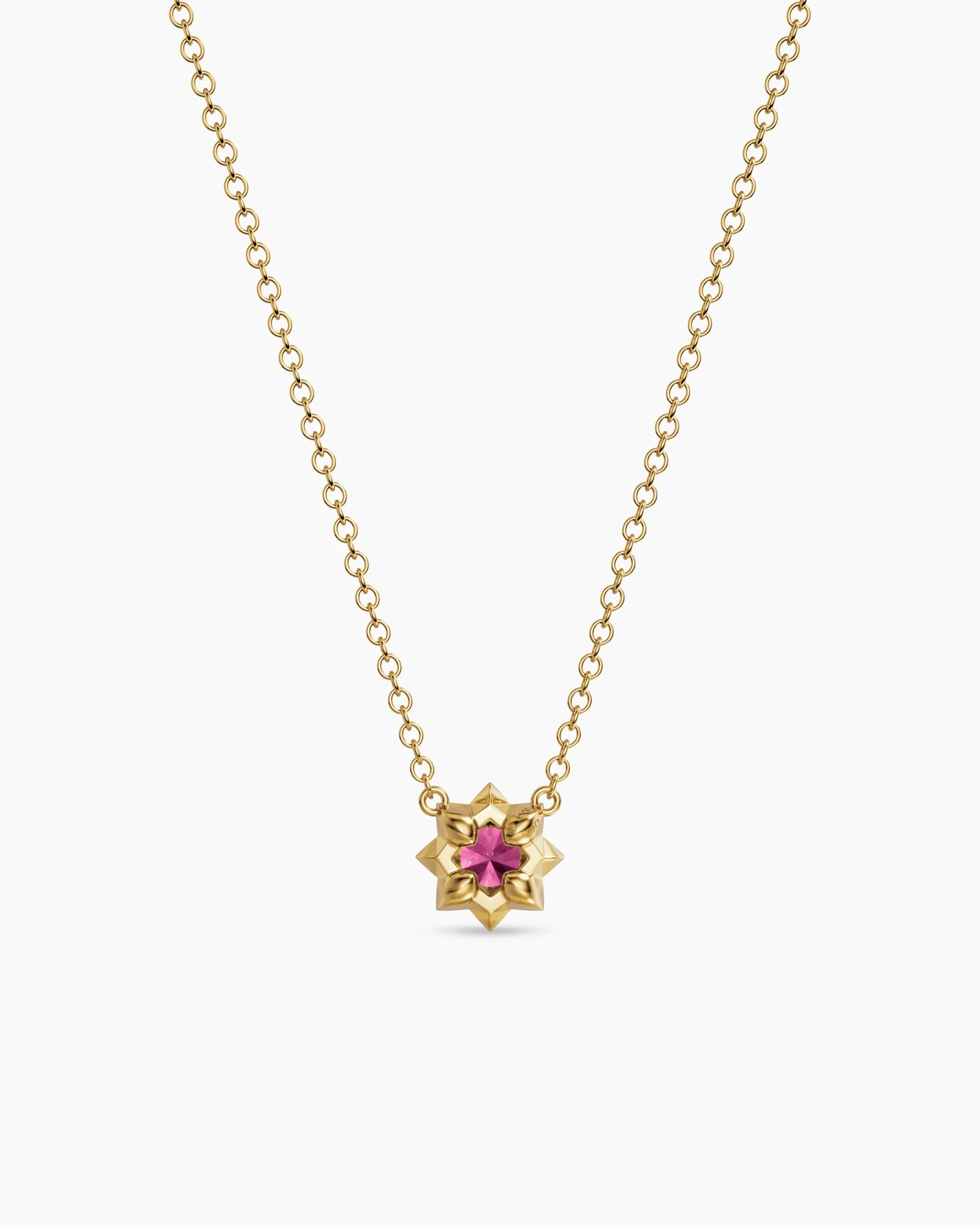 Petite Pavé Pendant Necklace in 18K Yellow Gold with Blue Sapphire, 5mm 9 Petite Pavé Pendant Necklace in 18K Yellow Gold with Blue Sapphire, 5mm