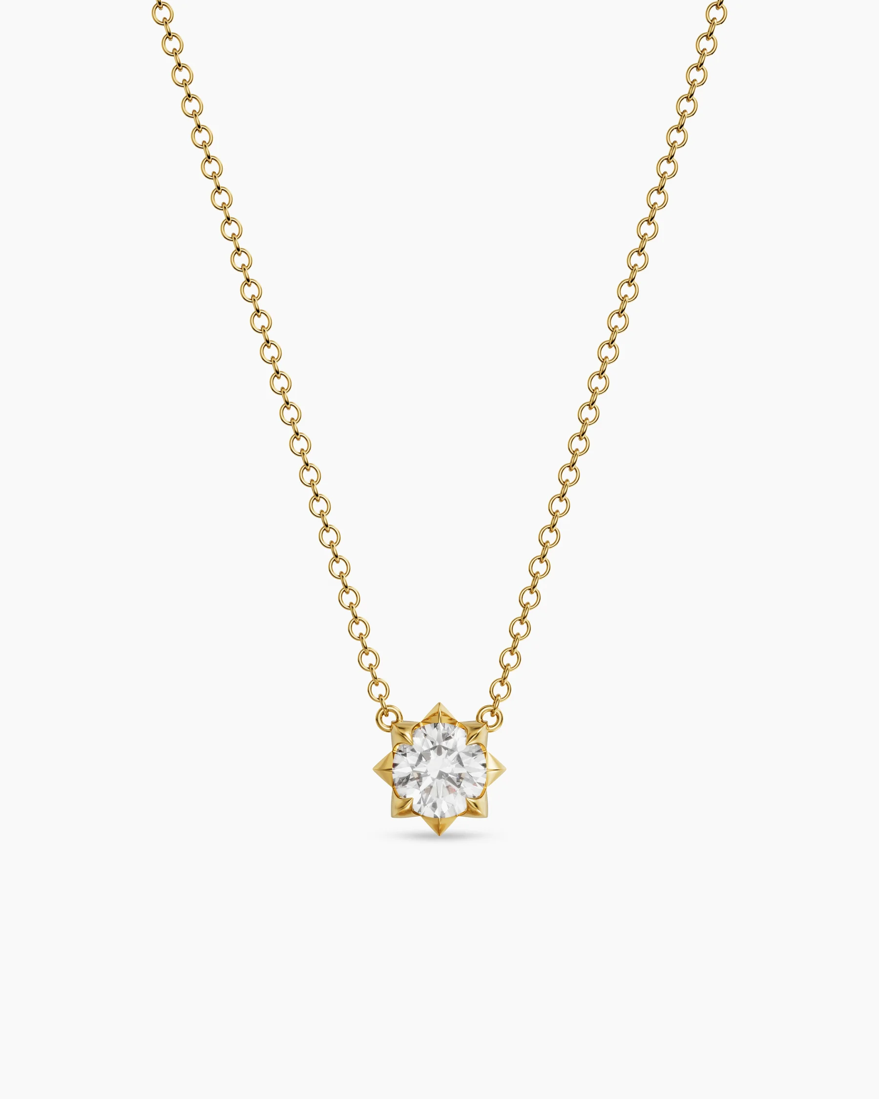 Petite Pavé Pendant Necklace in 18K Yellow Gold with Diamond, 5mm