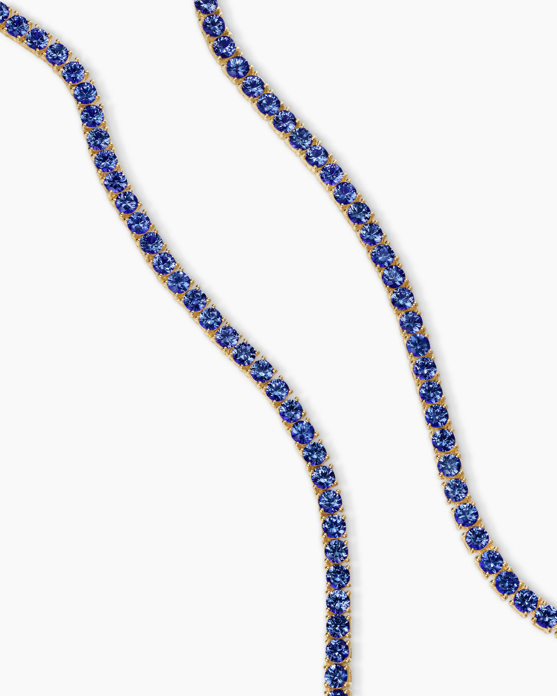 Mini Tennis Necklace in 18K Yellow Gold with Blue Sapphires, 2mm 3 Mini Tennis Necklace in 18K Yellow Gold with Blue Sapphires, 2mm