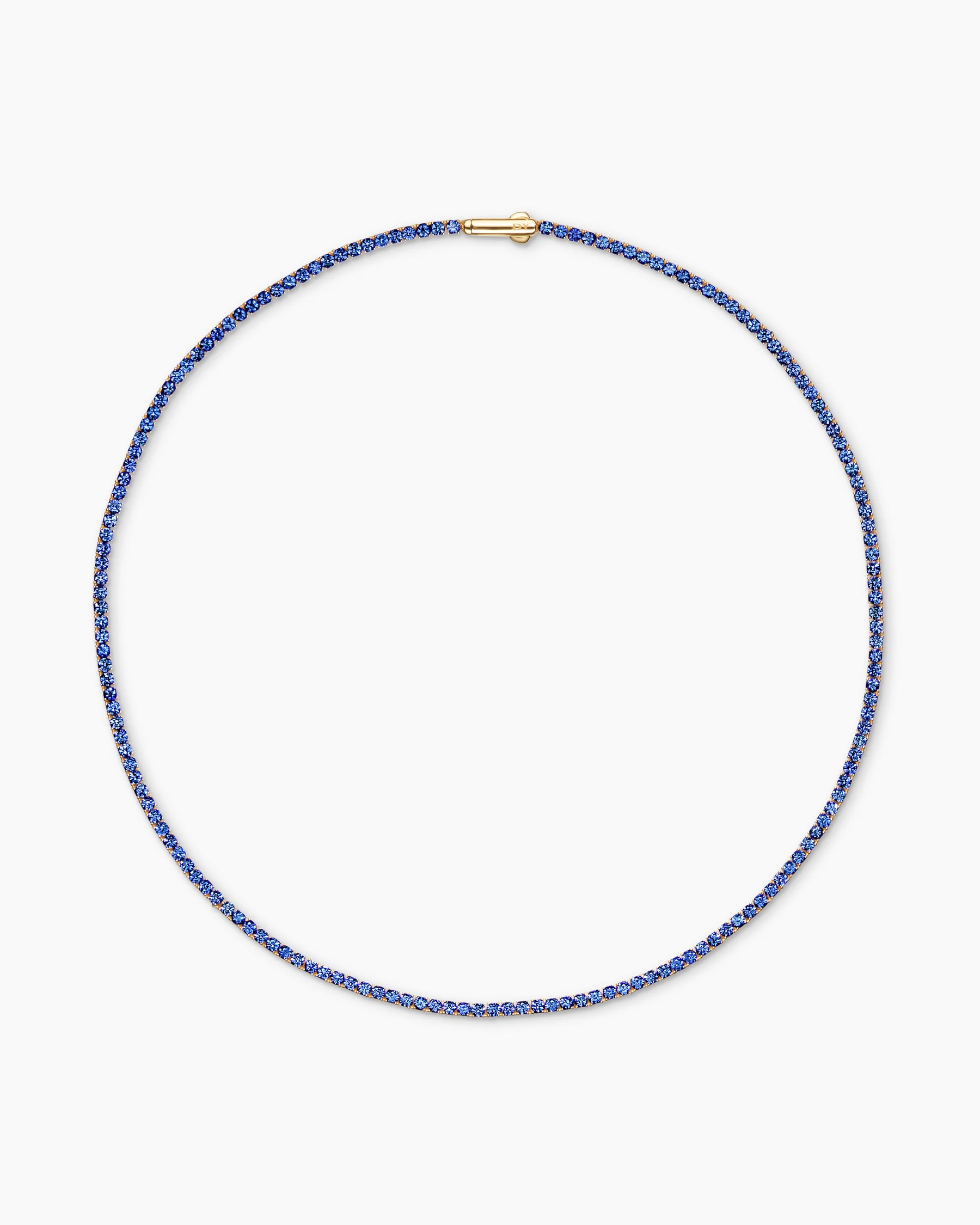 Mini Tennis Necklace in 18K Yellow Gold with Blue Sapphires, 2mm 4 Mini Tennis Necklace in 18K Yellow Gold with Blue Sapphires, 2mm