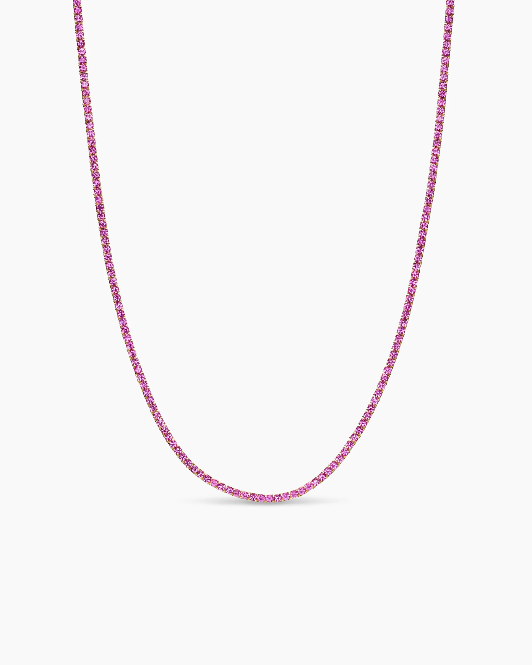 Mini Tennis Necklace in 18K Yellow Gold with Blue Sapphires, 2mm 6 Mini Tennis Necklace in 18K Yellow Gold with Blue Sapphires, 2mm