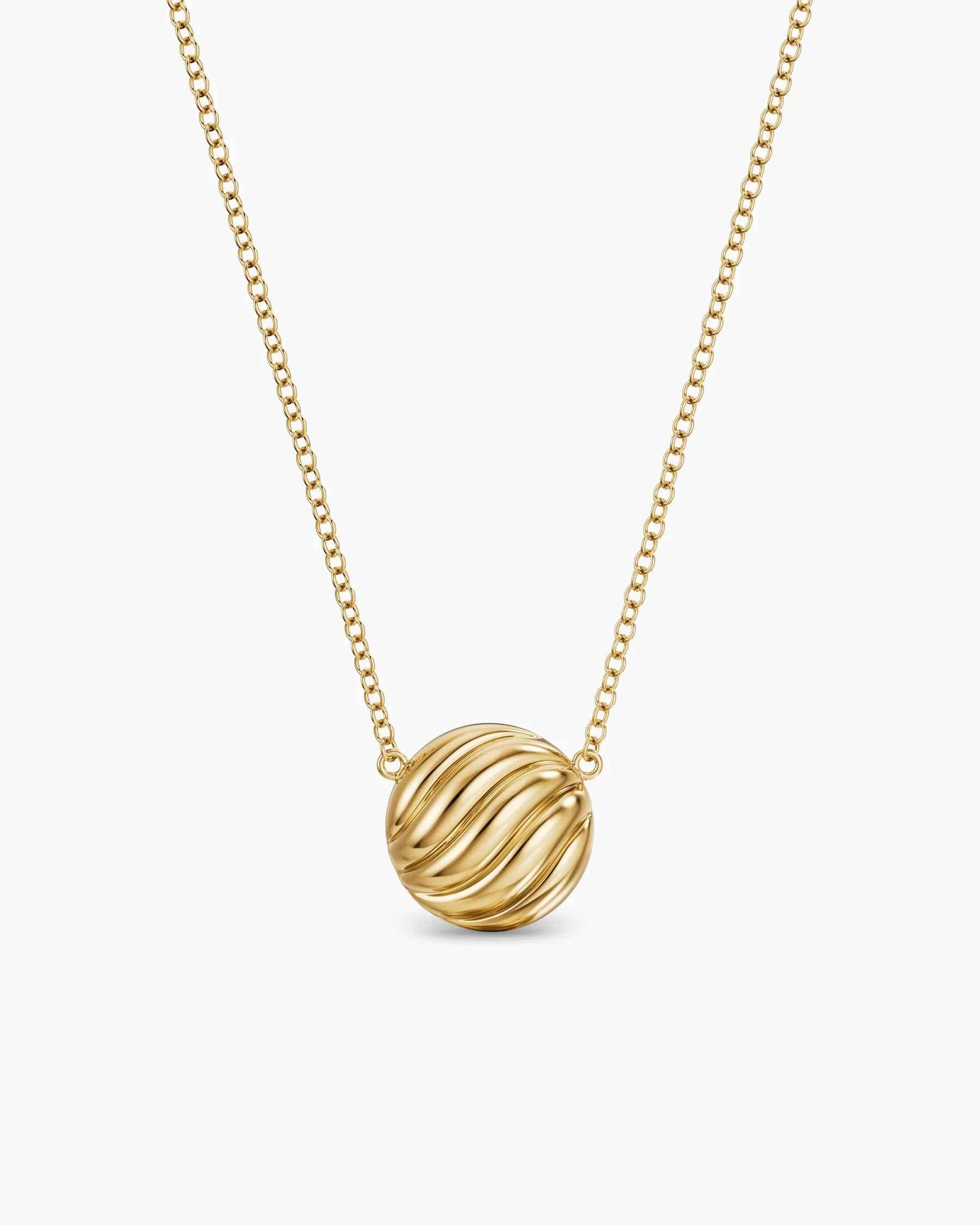 Sculpted Cable Pendant Necklace in 18K Yellow Gold, 10mm