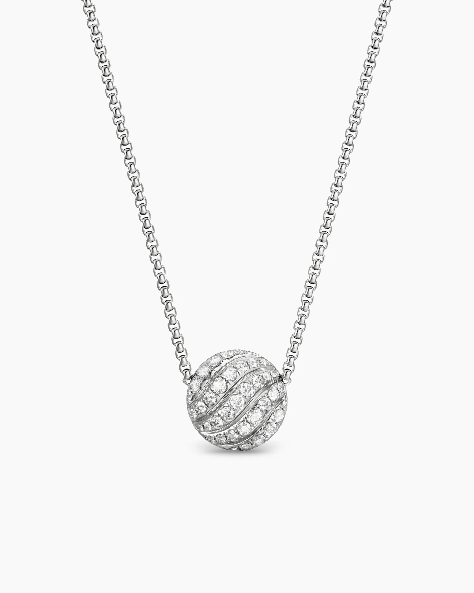 Sculpted Cable Pendant Necklace in 18K Yellow Gold with Diamonds, 10mm