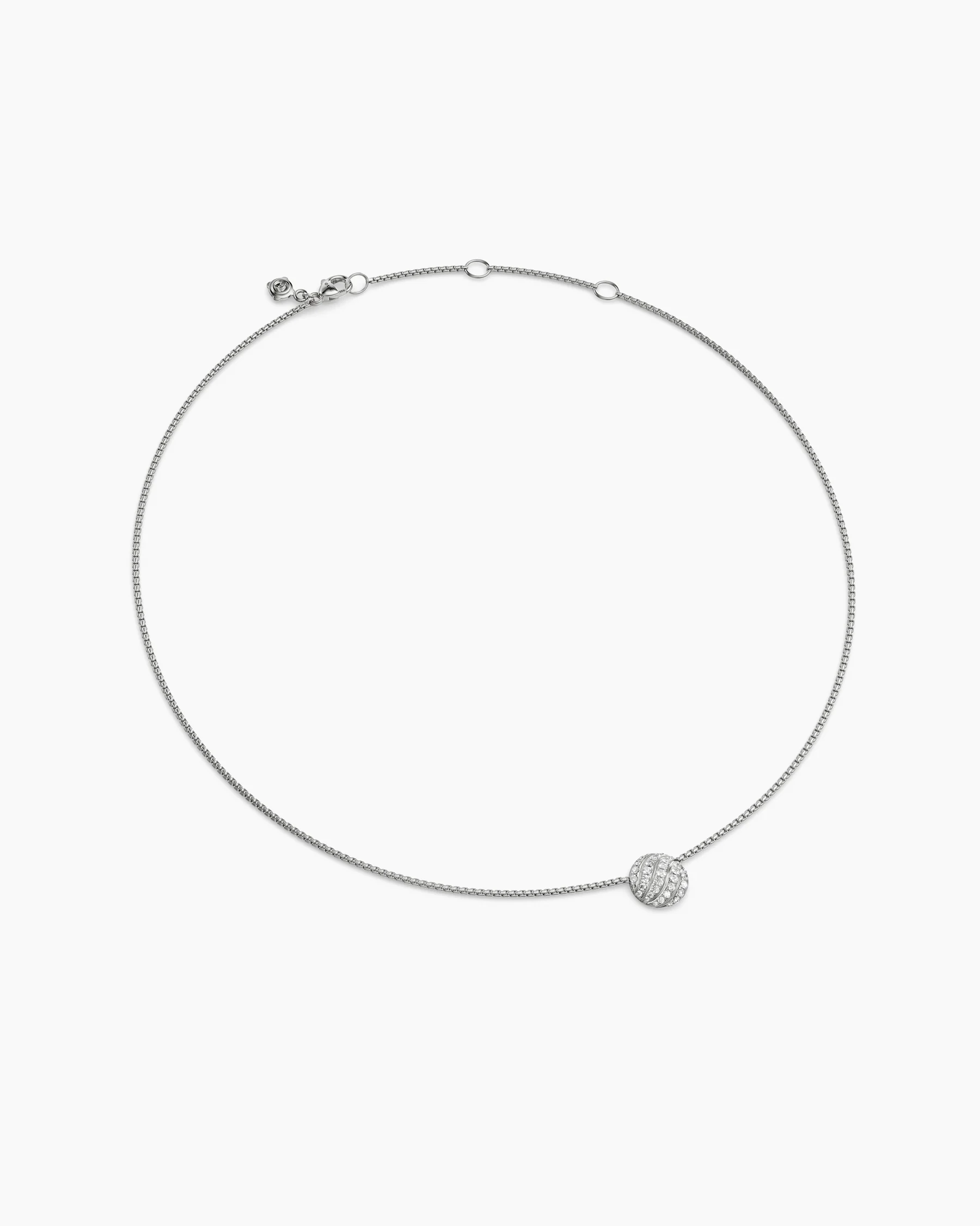 Sculpted Cable Pendant Necklace in Sterling Silver with Diamonds, 10mm 3 Sculpted Cable Pendant Necklace in Sterling Silver with Diamonds, 10mm