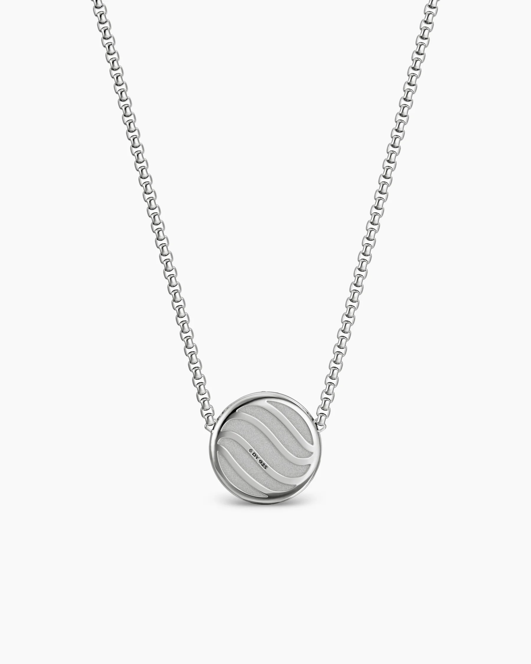 Sculpted Cable Pendant Necklace in Sterling Silver with Diamonds, 10mm 4 Sculpted Cable Pendant Necklace in Sterling Silver with Diamonds, 10mm