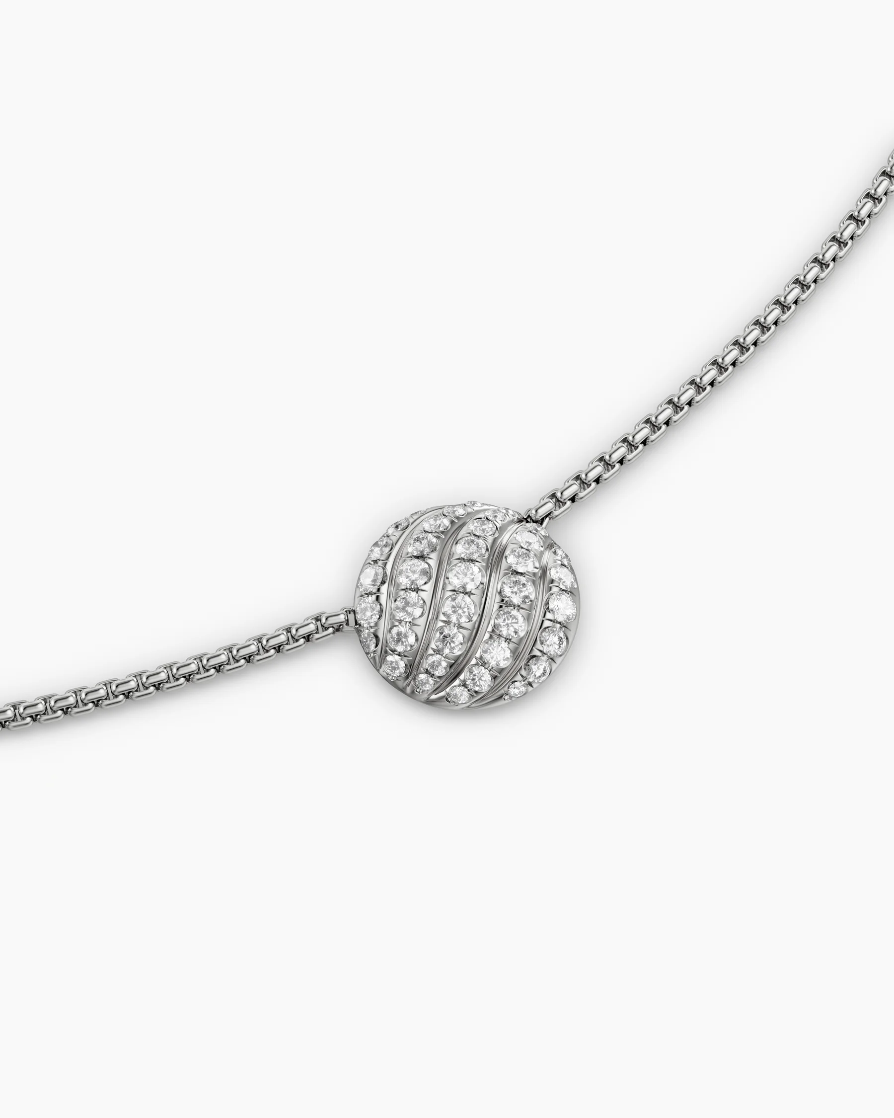 Sculpted Cable Pendant Necklace in Sterling Silver with Diamonds, 10mm 5 Sculpted Cable Pendant Necklace in Sterling Silver with Diamonds, 10mm