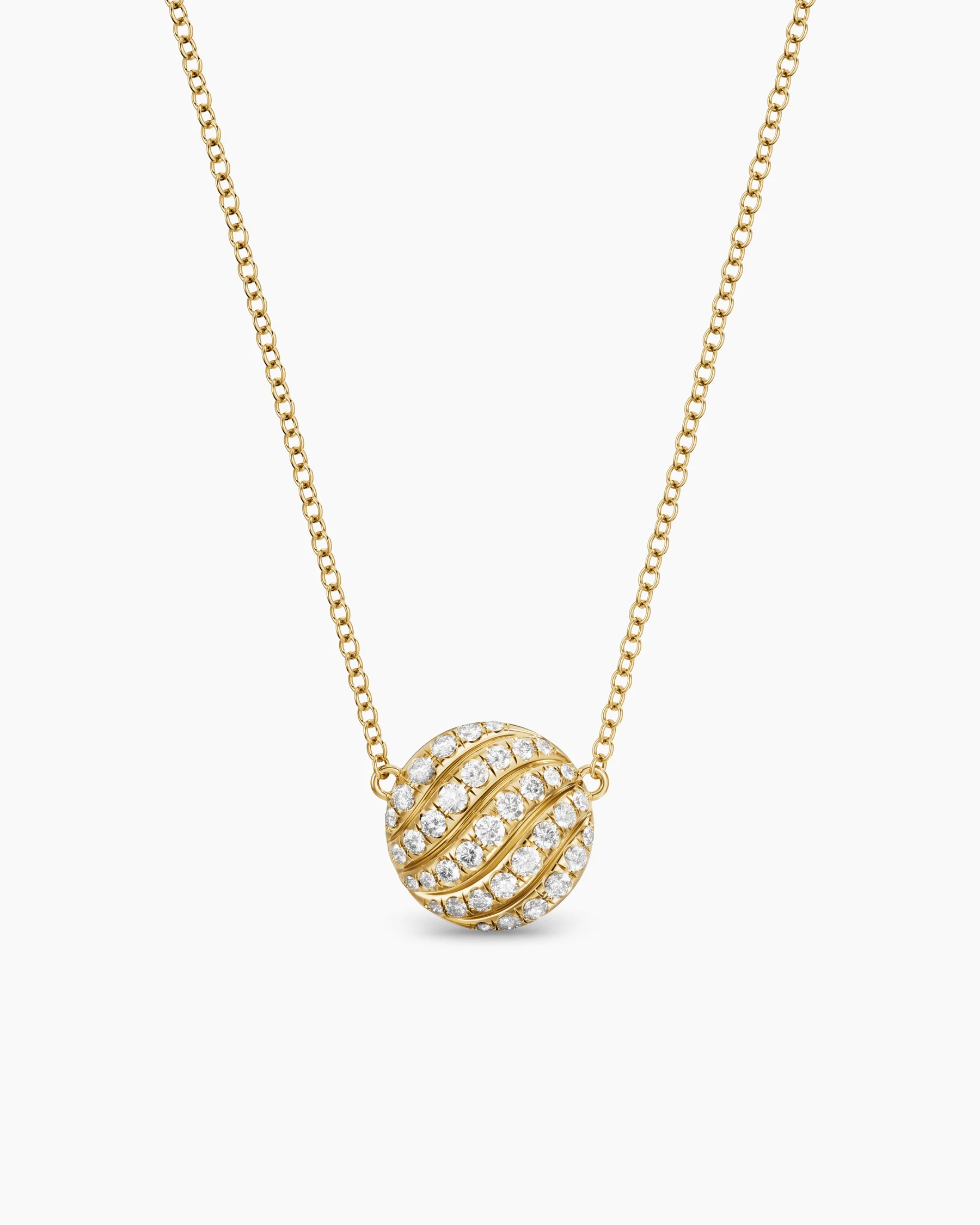 Sculpted Cable Pendant Necklace in Sterling Silver with Diamonds, 10mm 6 Sculpted Cable Pendant Necklace in Sterling Silver with Diamonds, 10mm