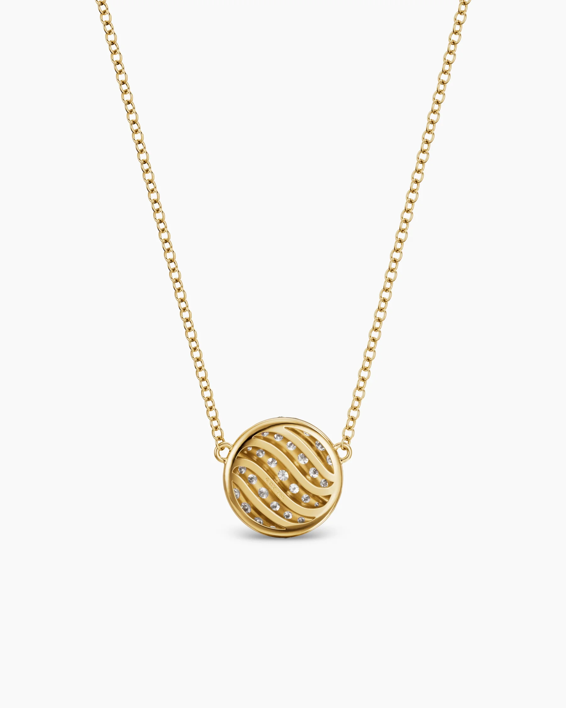 Sculpted Cable Pendant Necklace in Sterling Silver with Diamonds, 10mm 9 Sculpted Cable Pendant Necklace in Sterling Silver with Diamonds, 10mm