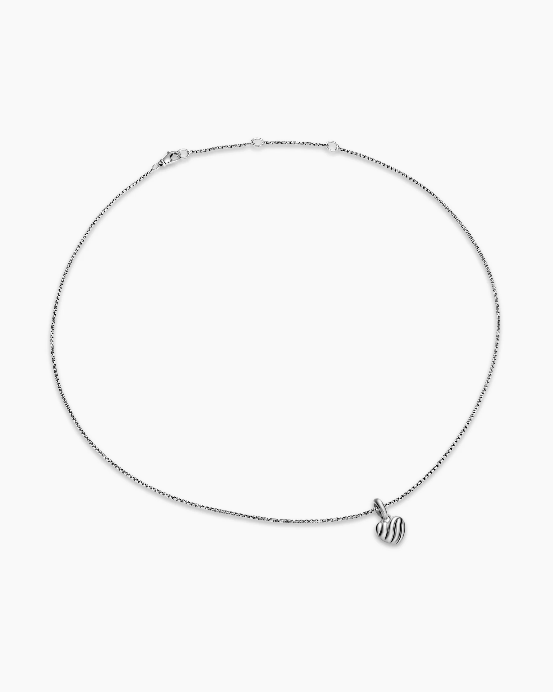 Petite Puffy Cable Heart Necklace in Sterling Silver, 7.4mm 2 Petite Puffy Cable Heart Necklace in Sterling Silver, 7.4mm