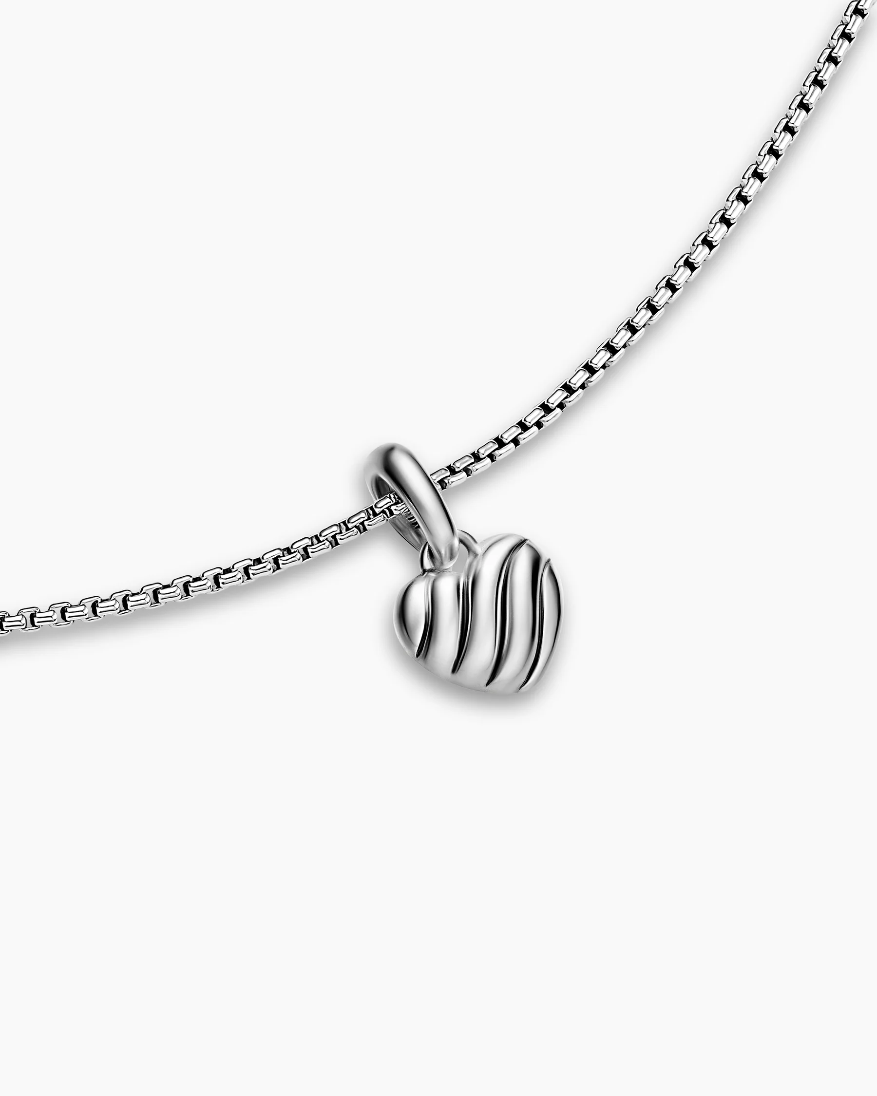 Petite Puffy Cable Heart Necklace in Sterling Silver, 7.4mm 4 Petite Puffy Cable Heart Necklace in Sterling Silver, 7.4mm