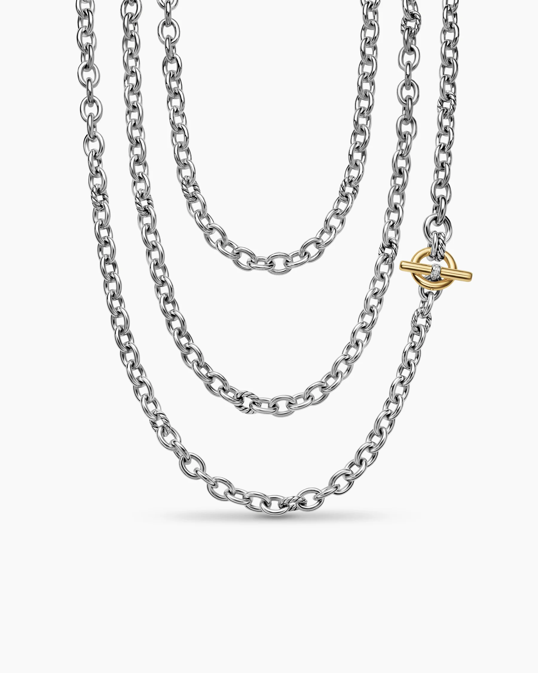 DY Mercer® Convertible Chain Necklace in Sterling Silver with 18K Yellow Gold and Diamonds, 8mm 8 DY Mercer® Convertible Chain Necklace in Sterling Silver with 18K Yellow Gold and Diamonds, 8mm
