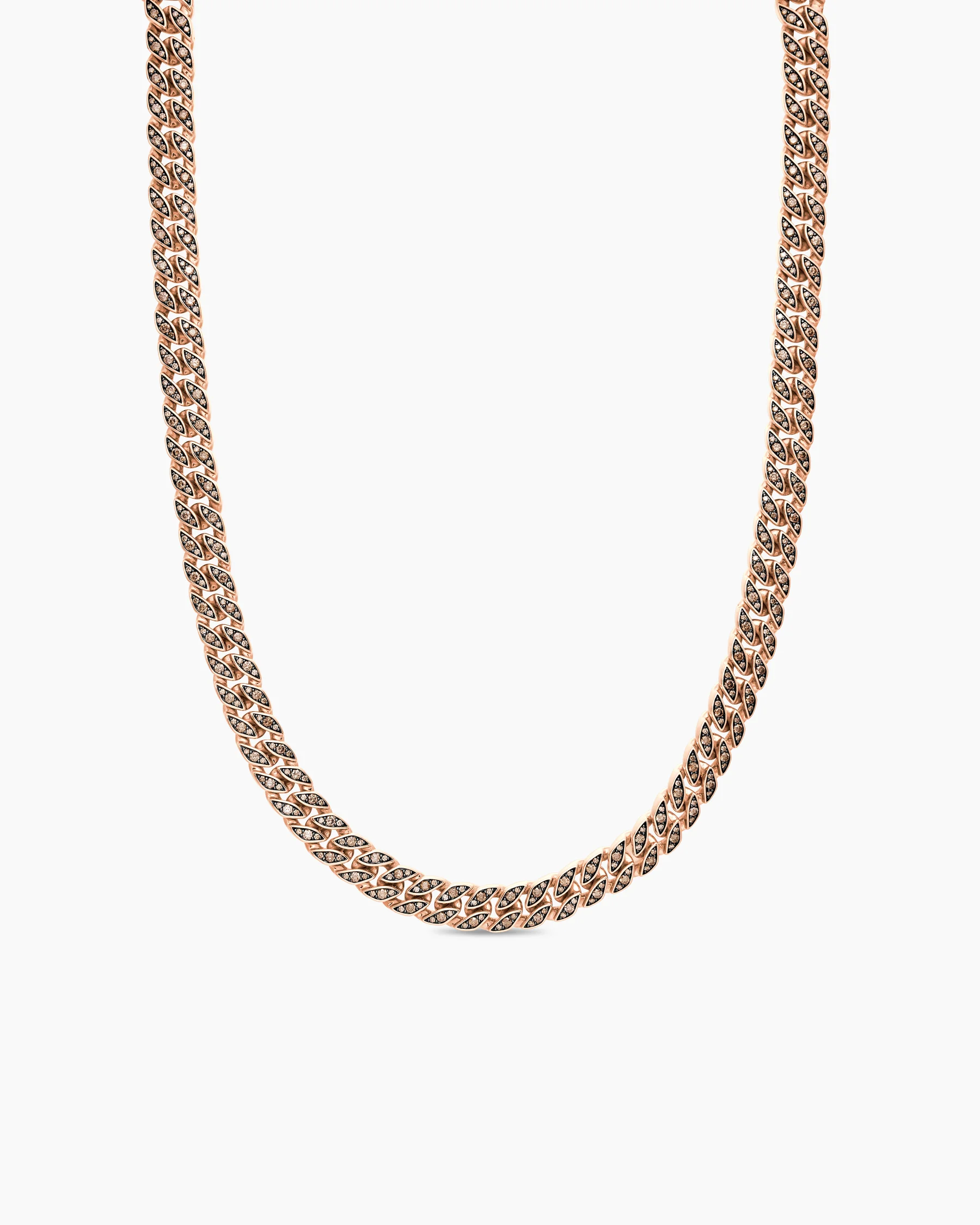 Curb Chain Necklace in Sterling Silver with Black Diamonds, 11.5mm
