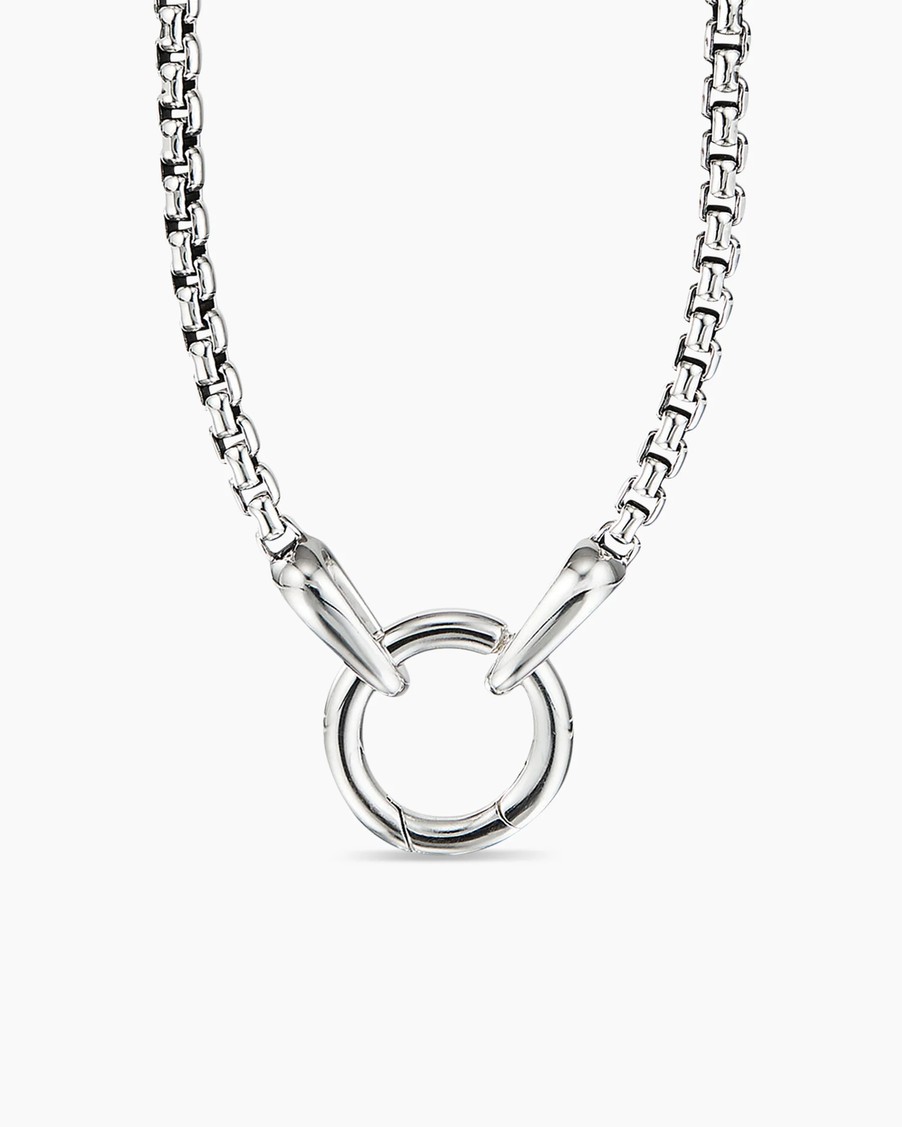Smooth Amulet Box Chain Necklace in Darkened Stainless Steel, 2.7mm