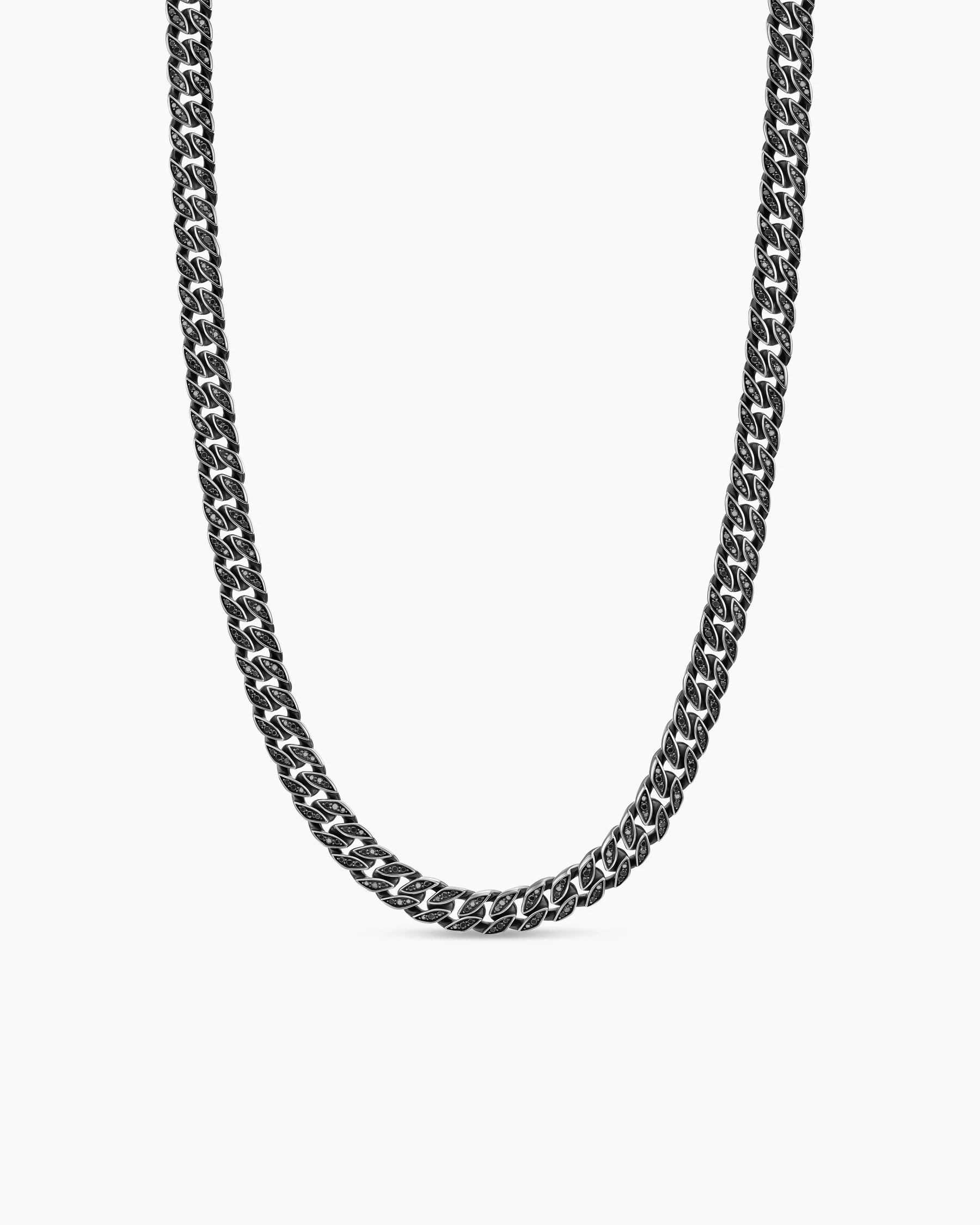 Curb Chain Necklace in 18K Rose Gold with Cognac Diamonds, 8mm