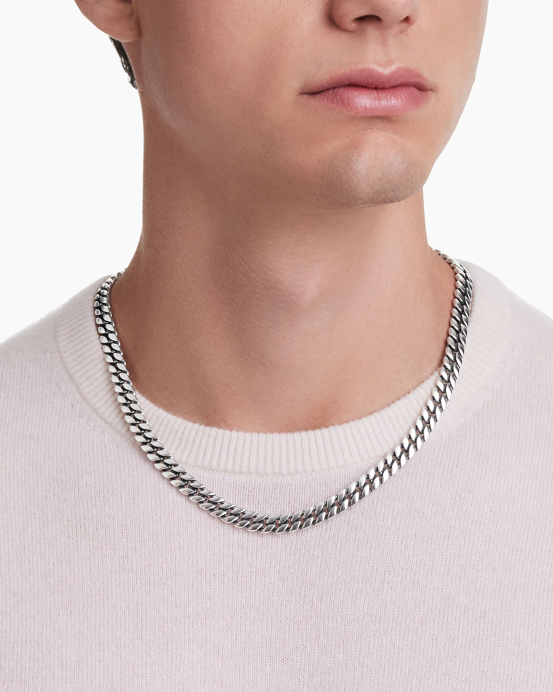 Curb Chain Necklace in 18K Rose Gold with Cognac Diamonds, 8mm 14 Curb Chain Necklace in 18K Rose Gold with Cognac Diamonds, 8mm