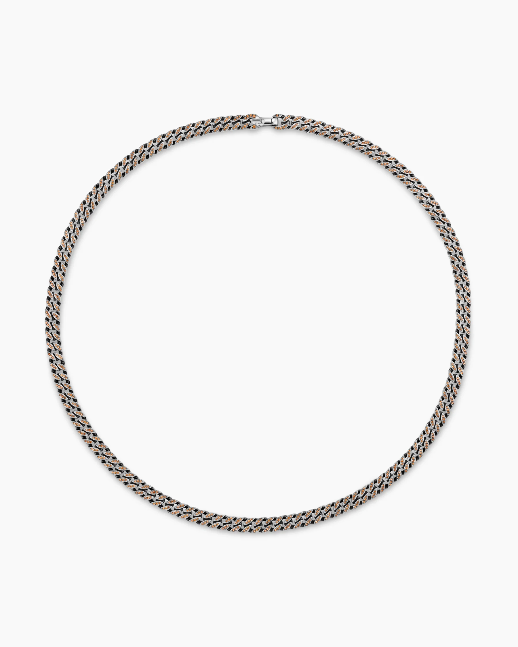 Curb Chain Necklace in 18K Rose Gold with Cognac Diamonds, 8mm 21 Curb Chain Necklace in 18K Rose Gold with Cognac Diamonds, 8mm