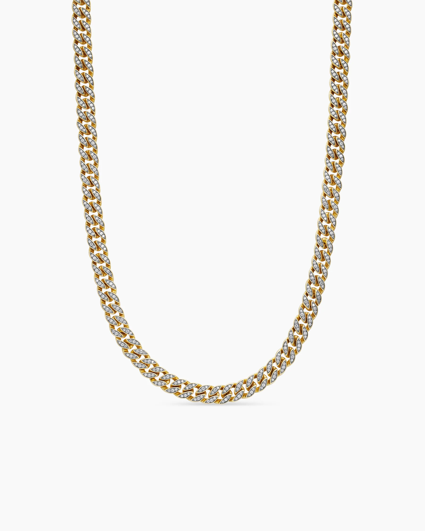 Curb Chain Necklace in 18K Rose Gold with Cognac Diamonds, 8mm 24 Curb Chain Necklace in 18K Rose Gold with Cognac Diamonds, 8mm