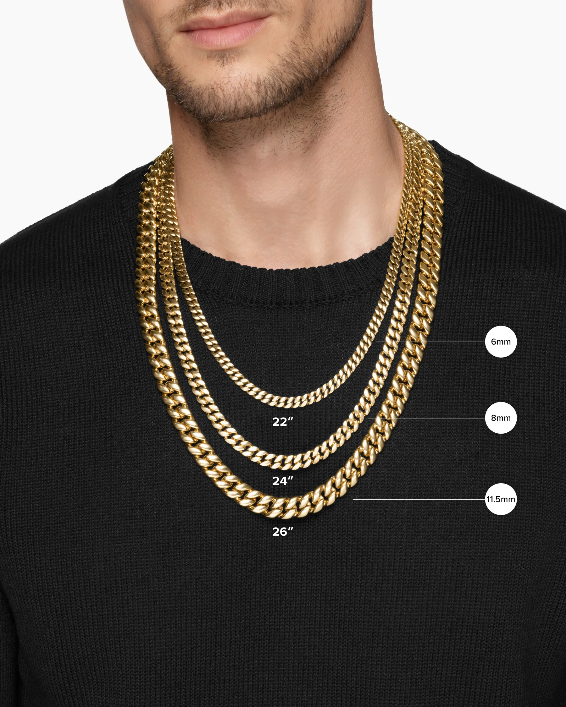 Curb Chain Necklace in 18K Rose Gold with Cognac Diamonds, 8mm 33 Curb Chain Necklace in 18K Rose Gold with Cognac Diamonds, 8mm