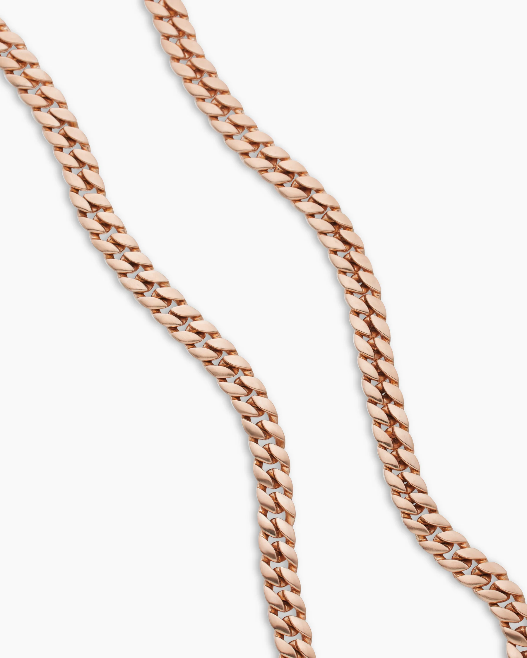 Curb Chain Necklace in 18K Rose Gold with Cognac Diamonds, 8mm 50 Curb Chain Necklace in 18K Rose Gold with Cognac Diamonds, 8mm