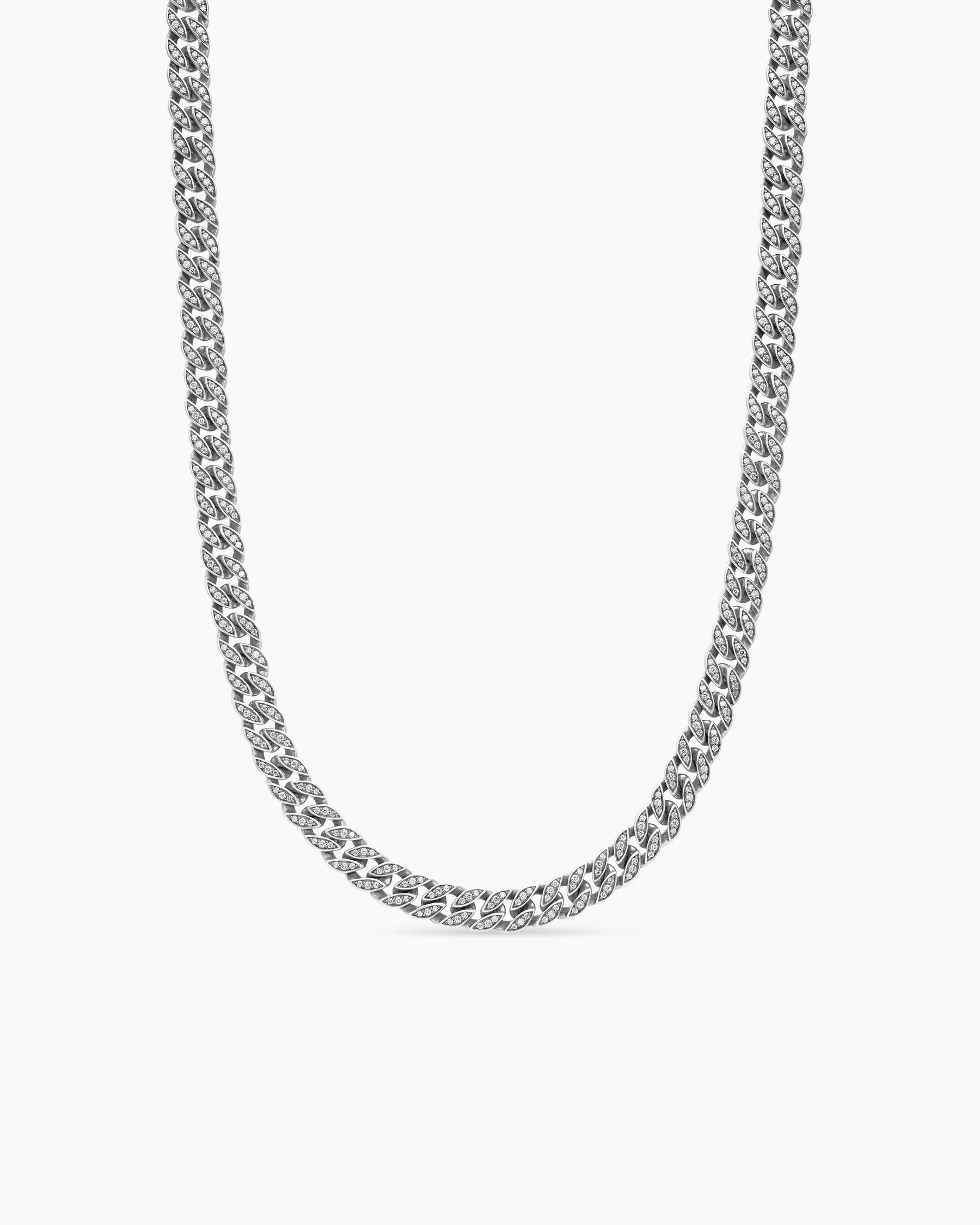 Curb Chain Necklace in 18K Rose Gold with Cognac Diamonds, 8mm 8 Curb Chain Necklace in 18K Rose Gold with Cognac Diamonds, 8mm