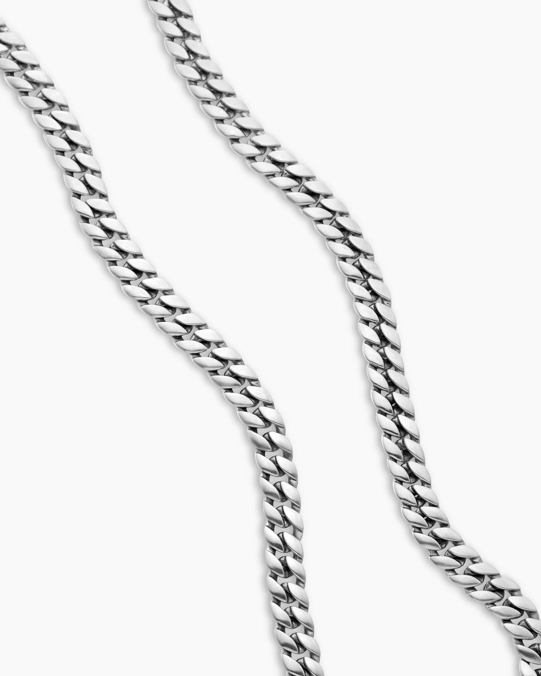 Curb Chain Necklace in Sterling Silver with Black Diamonds, 8mm 15 Curb Chain Necklace in Sterling Silver with Black Diamonds, 8mm