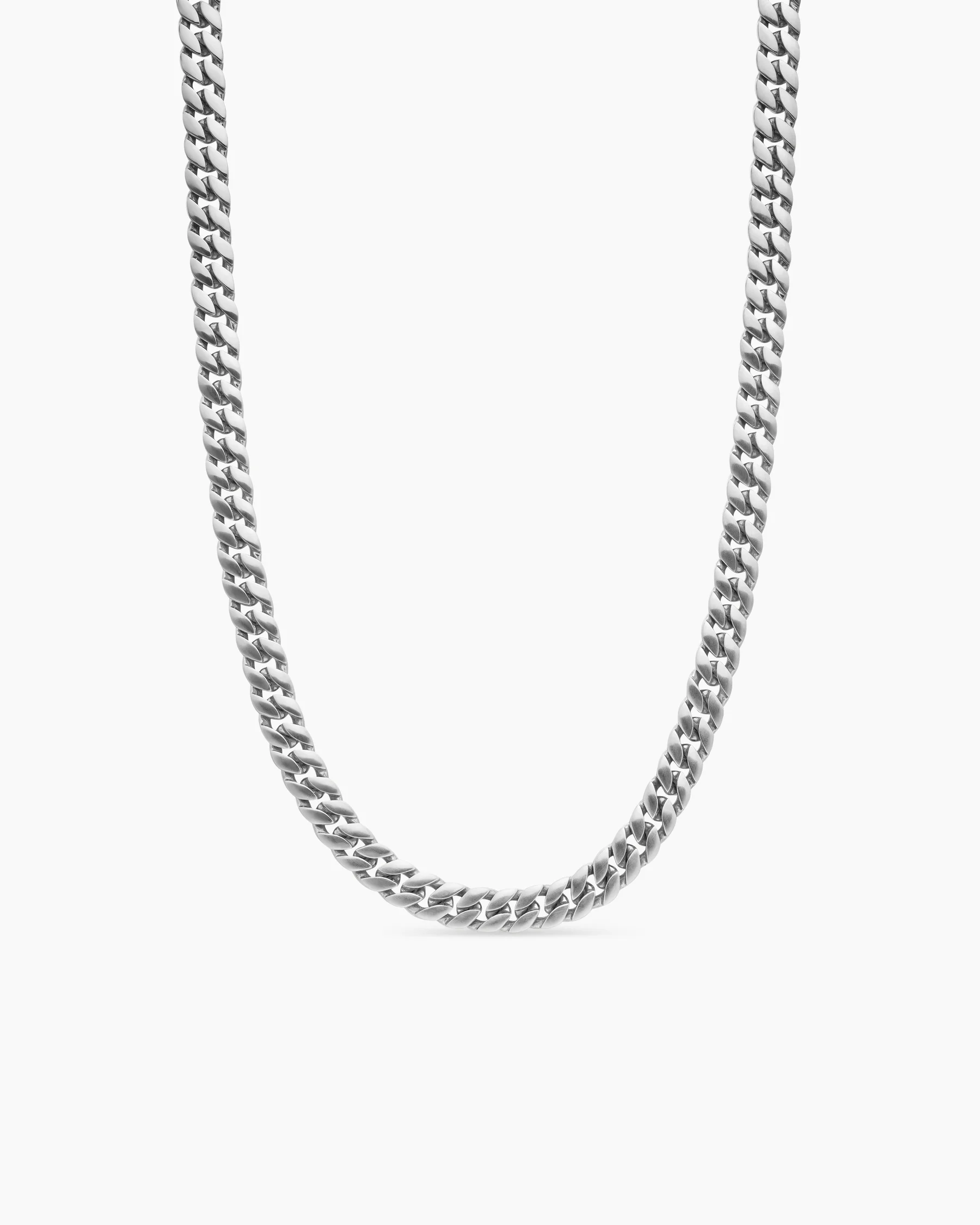 Curb Chain Necklace in Sterling Silver with Black Diamonds, 8mm 39 Curb Chain Necklace in Sterling Silver with Black Diamonds, 8mm