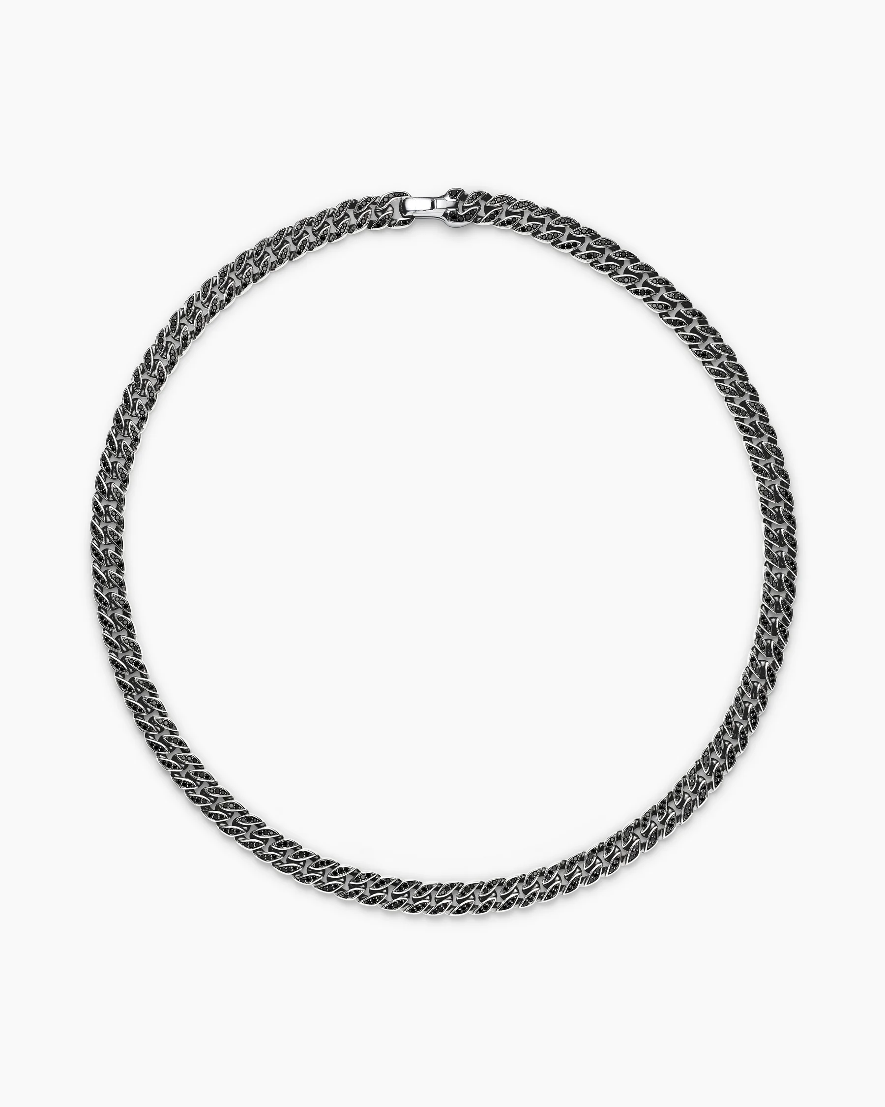 Curb Chain Necklace in Sterling Silver with Black Diamonds, 8mm 4 Curb Chain Necklace in Sterling Silver with Black Diamonds, 8mm
