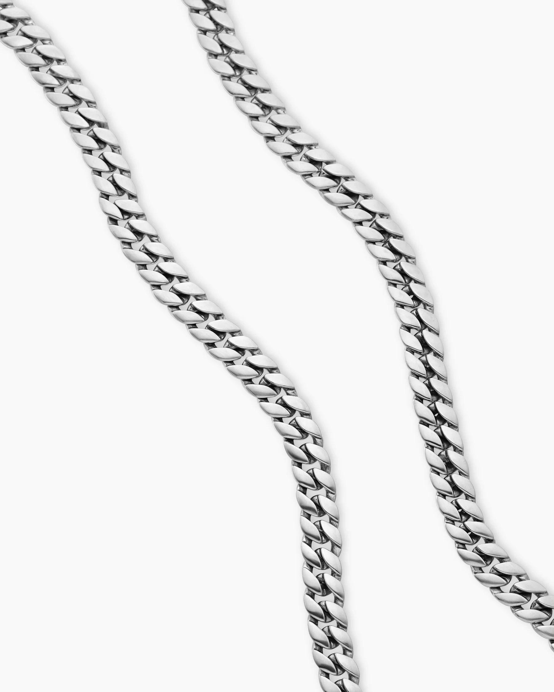 Curb Chain Necklace in Sterling Silver with Black Diamonds, 8mm 40 Curb Chain Necklace in Sterling Silver with Black Diamonds, 8mm