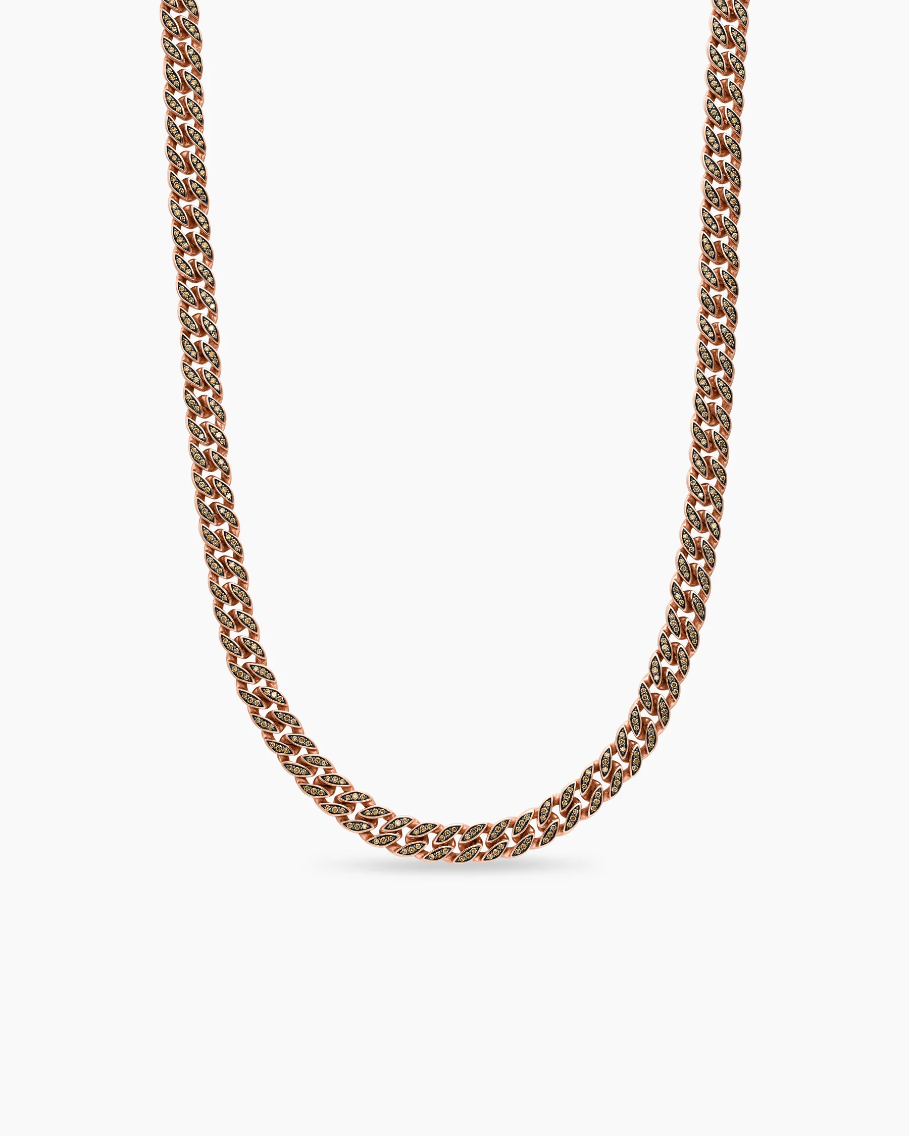 Curb Chain Necklace in Sterling Silver with Black Diamonds, 8mm 44 Curb Chain Necklace in Sterling Silver with Black Diamonds, 8mm