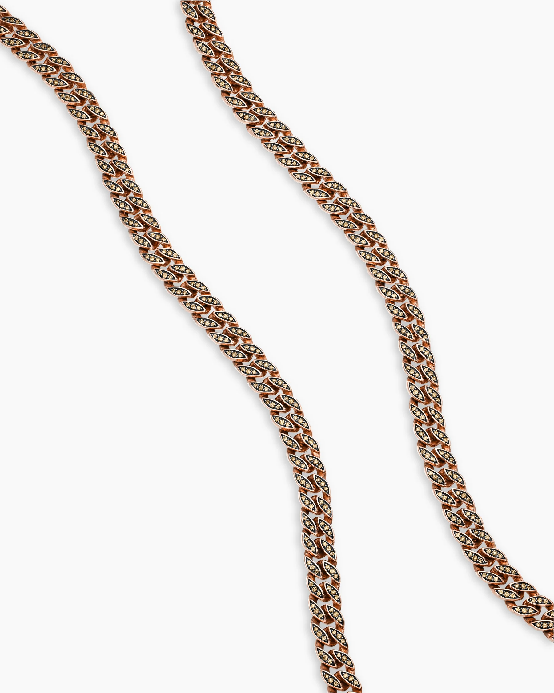Curb Chain Necklace in Sterling Silver with Black Diamonds, 8mm 45 Curb Chain Necklace in Sterling Silver with Black Diamonds, 8mm