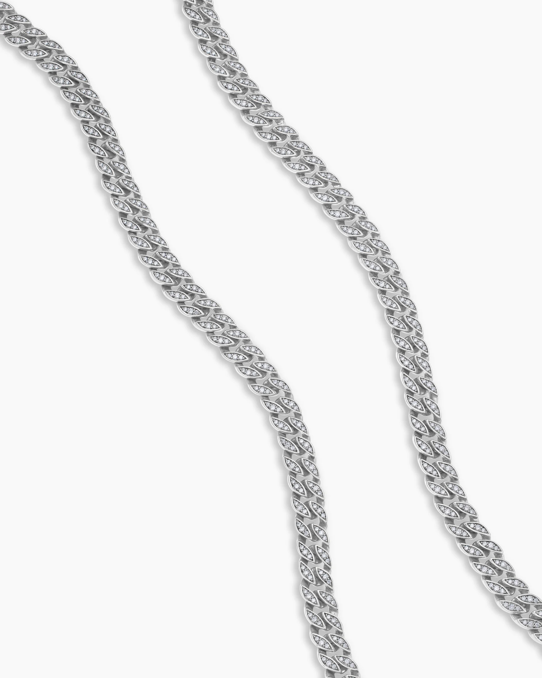 Curb Chain Necklace in Sterling Silver with Black Diamonds, 8mm 9 Curb Chain Necklace in Sterling Silver with Black Diamonds, 8mm