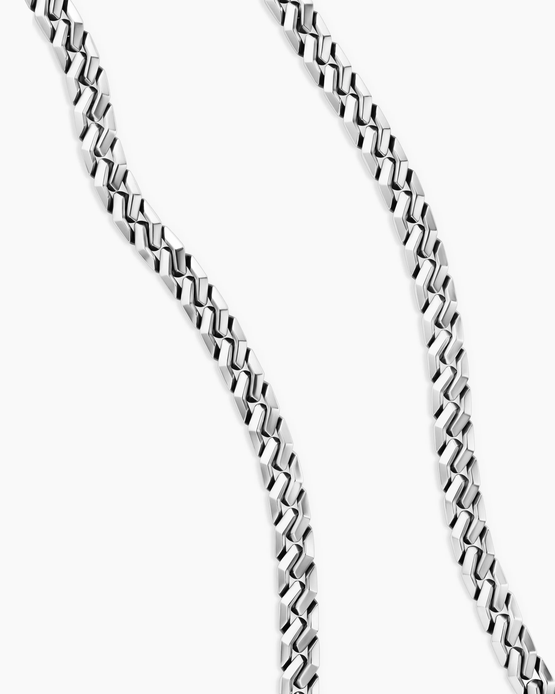 Curb Chain Angular Link Necklace in Sterling Silver, 8.7mm 3 Curb Chain Angular Link Necklace in Sterling Silver, 8.7mm