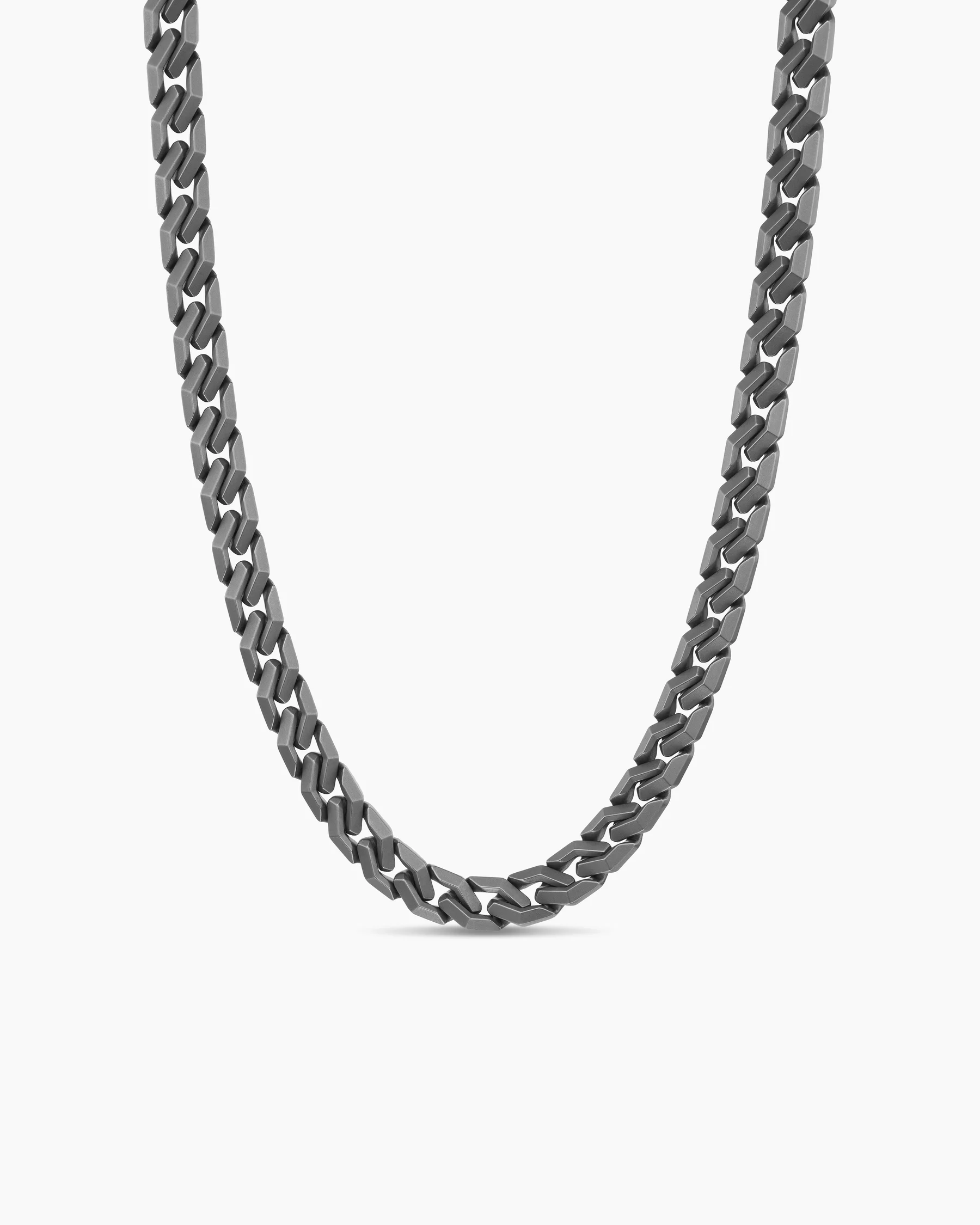 Curb Chain Angular Link Necklace in Anthracite Titanium, 8.7mm 11 Curb Chain Angular Link Necklace in Anthracite Titanium, 8.7mm
